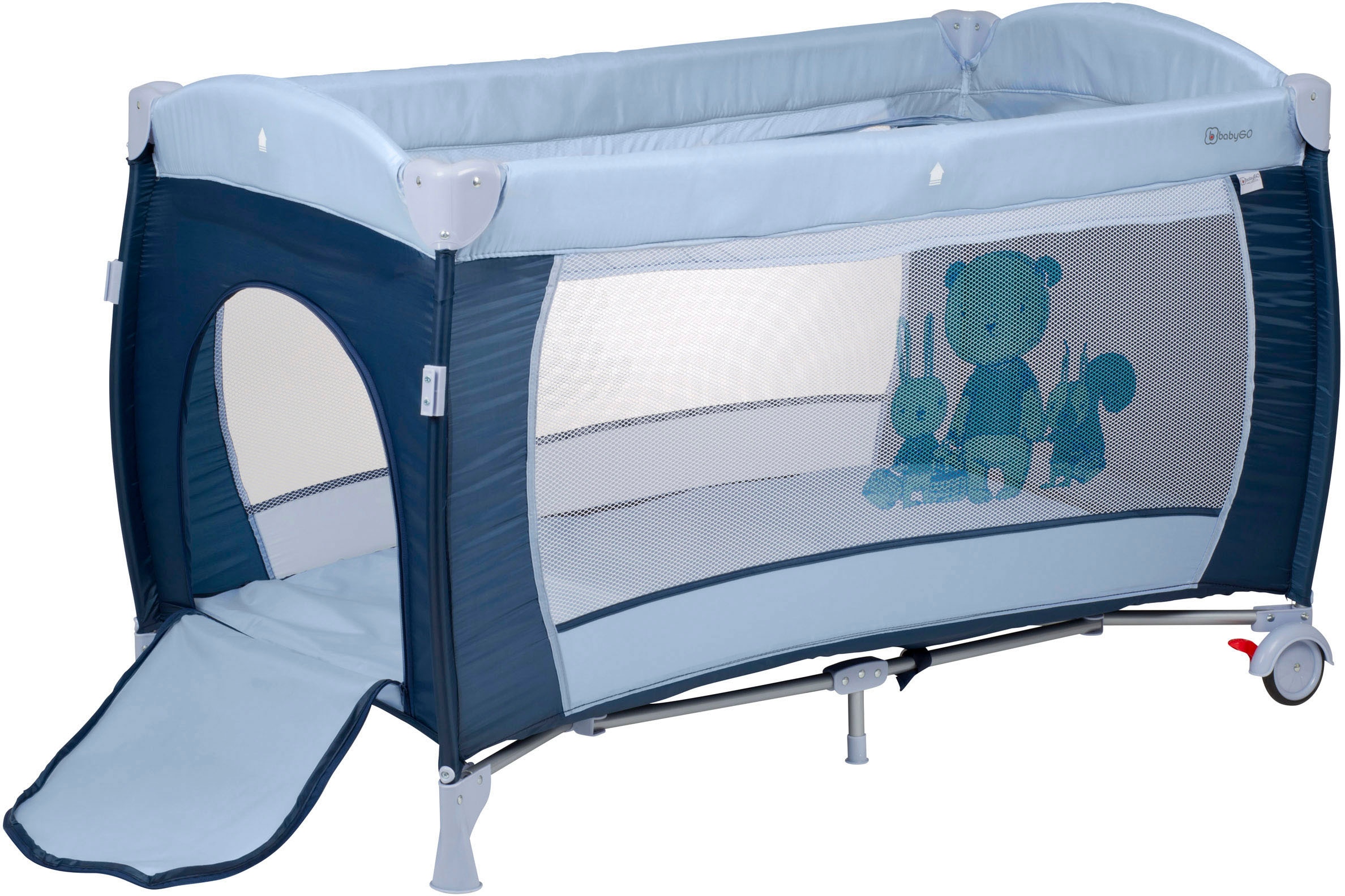 BabyGo Baby-Reisebett »Sleeper Deluxe, blau«, mit Musik-Mobile