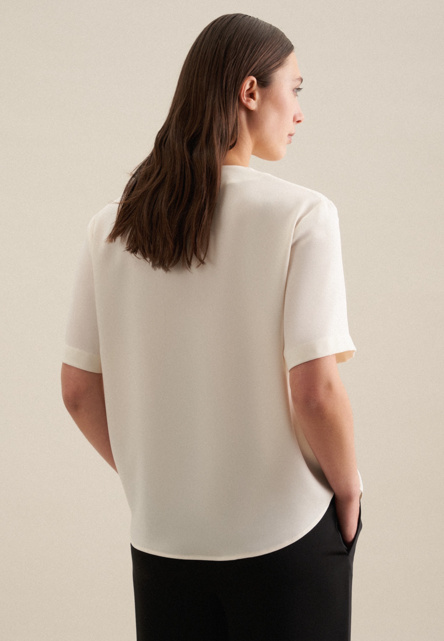 seidensticker Shirtbluse »Schwarze Rose« Kurzarm V-Neck Uni