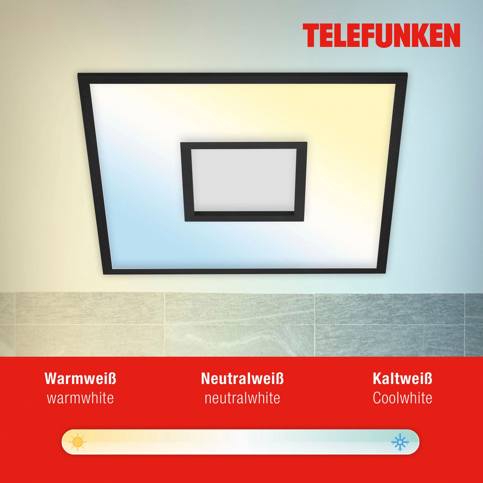 Telefunken LED Panel »319505TF CENTERBACK«, Leuchtmittel LED-Board | LED fest integriert, schwarz, RGB, CCT, dimmbar, Fernbedienung, Timer- und Memoryfunktion