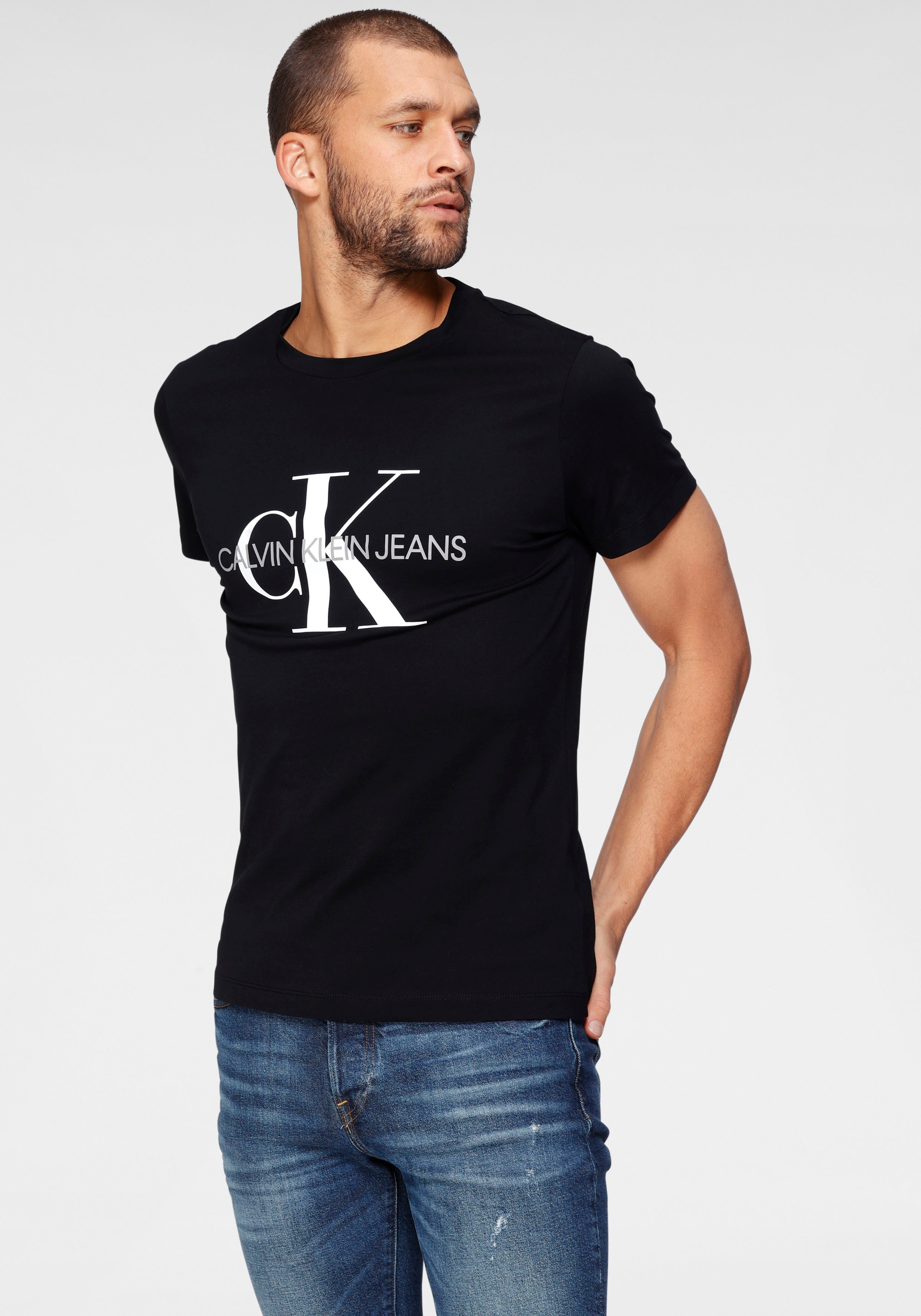 Calvin Klein Jeans T-Shirt "ICONIC MONOGRAM SLIM TEE", mit großem CK-Print günstig online kaufen