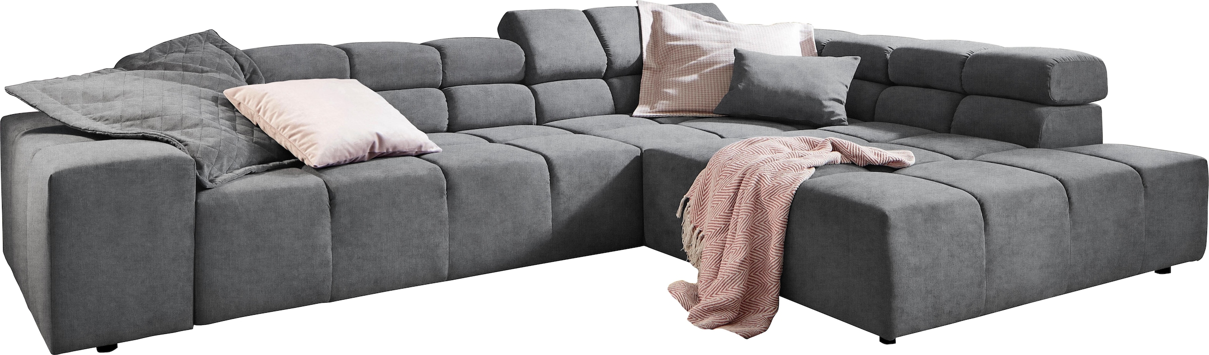 INOSIGN Ecksofa »Ancona incl. Kopfteilverstellung, Breite 319cm, L-Form«, wahlweise motorische Sitztiefenverstellung, auch in Cord + Easy Care