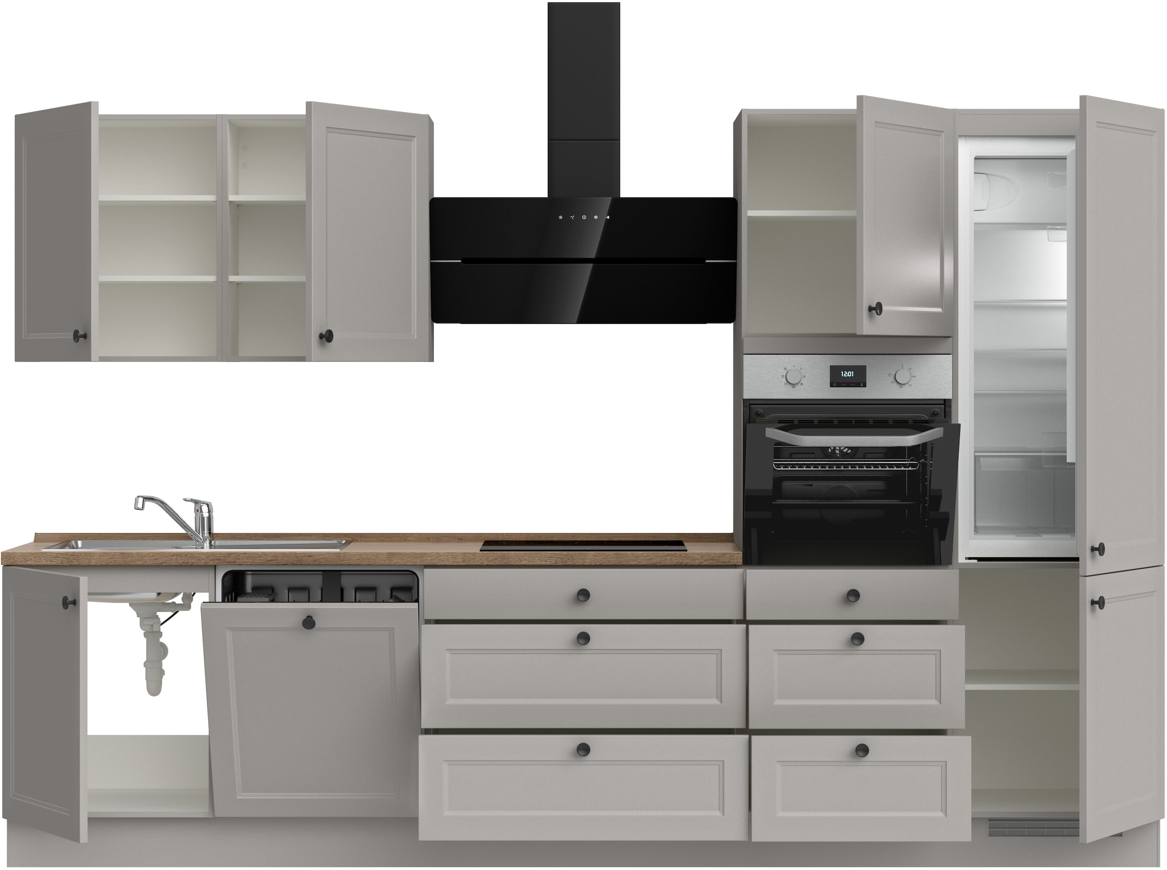 nobilia® Küchenzeile »"Cascada II"«, vormontiert, Ausrichtung wählbar, Breite 330 cm, wahlw. mit E-Geräten