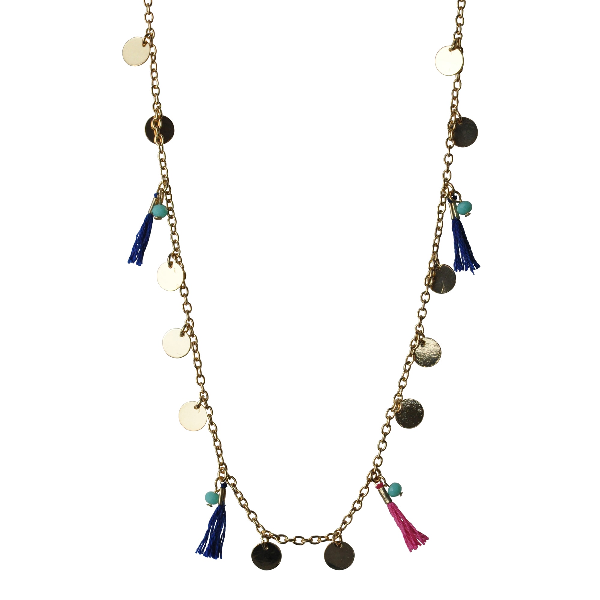 Steuer Collierkettchen »Collier mit bunten Quasten und Plättchen goldfarben«