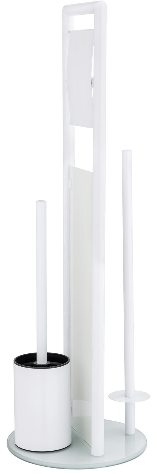 WENKO WC-Garnitur »Ravina« aus Edelstahl | Sicherheitsglas Stand WC-Garnitur, Toilettenpapierhalter, Rollenhalter & WC-Bürste