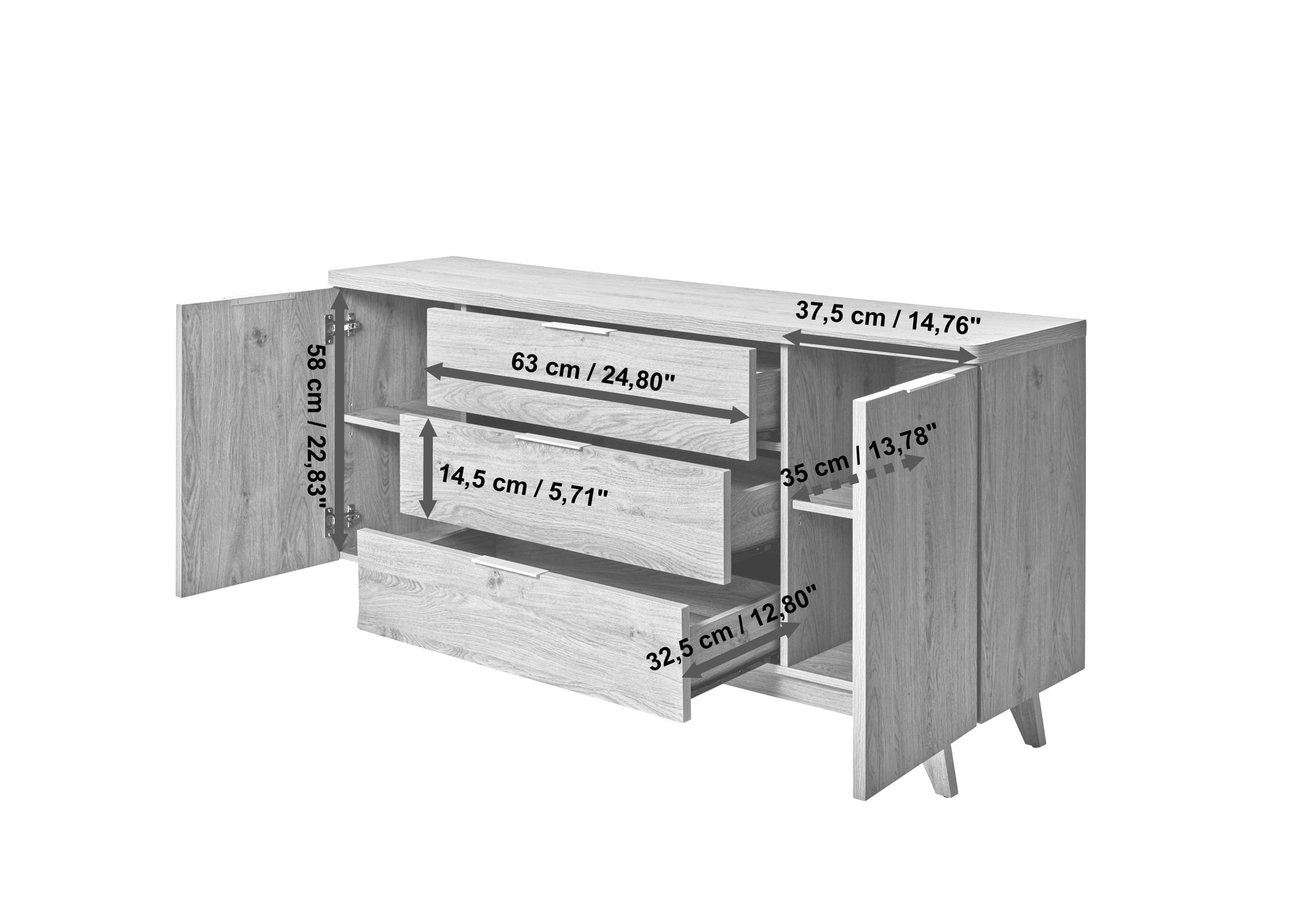 Jahnke Sideboard »LIBRE SB 150«, (1 St.), Sideboard, Kommode, skandinavisch, Montana-Eiche, Breite 150 cm