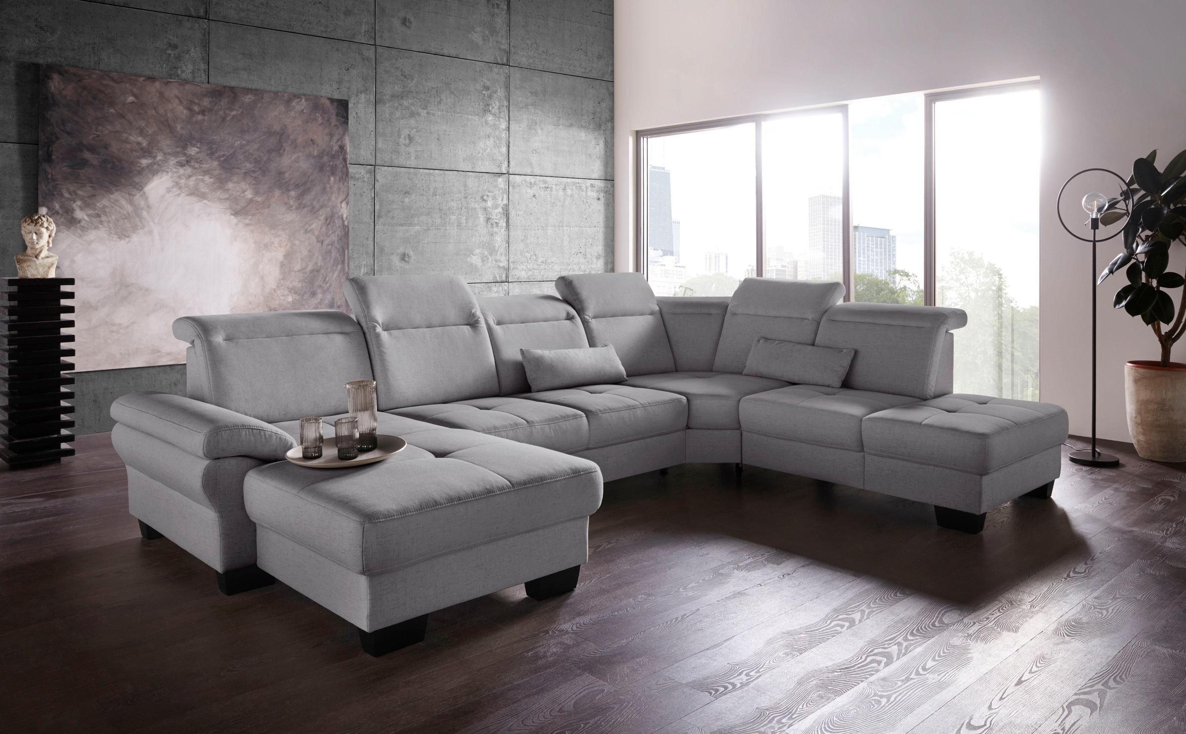 Places of Style Wohnlandschaft »Cornwall U-Form«, inkl. Sitztiefenverstellung, wahlweise mit Bettfunktion