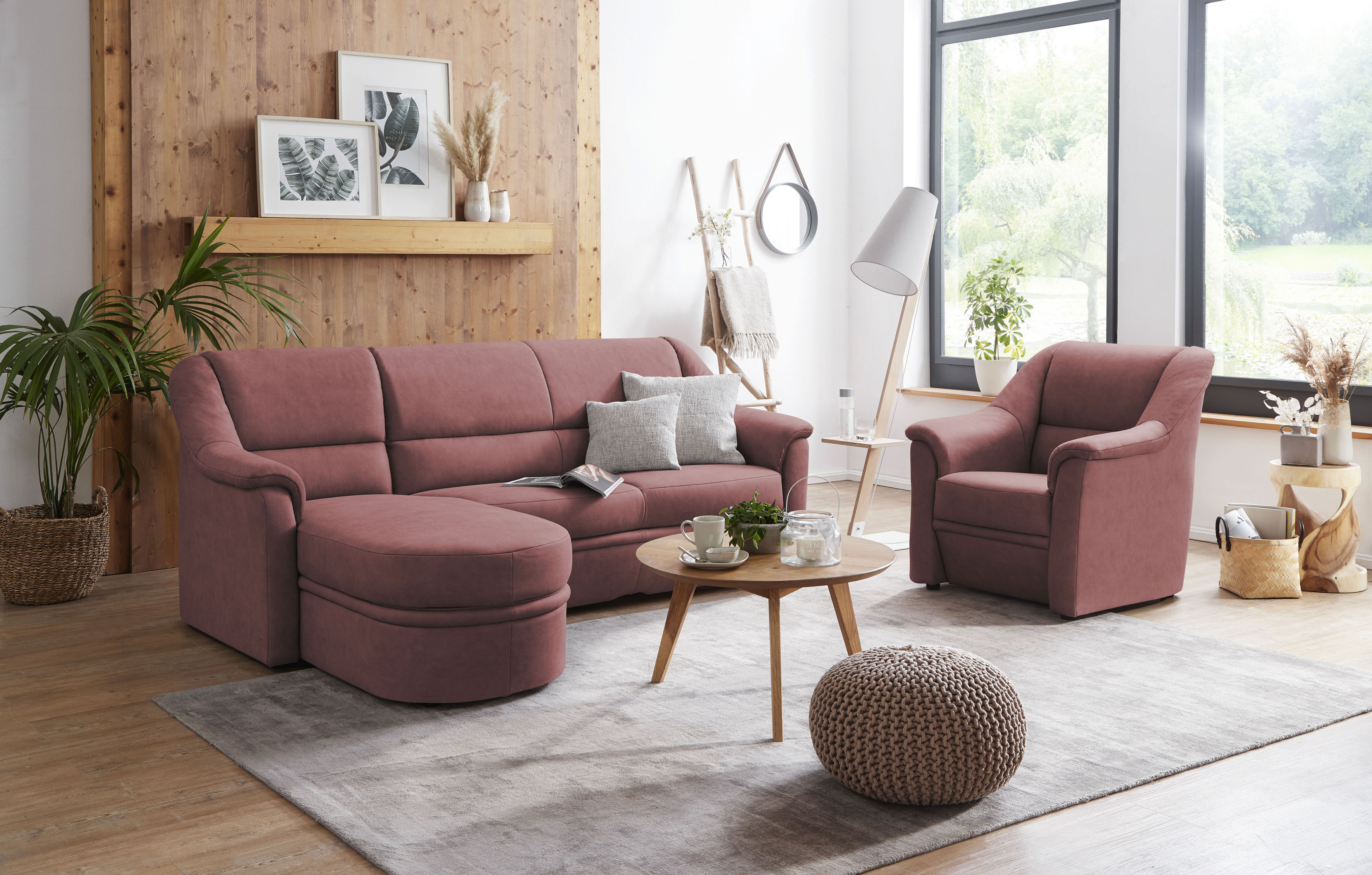 VILLA BECK Ecksofa Fiora, Breite 223 ccm, wahlweise mit Bettfunktion und Bettkasten