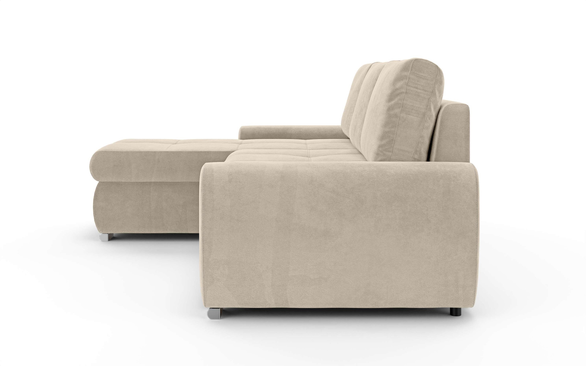 INOSIGN Ecksofa »HAVERHILL Schlafsofa mit Bettkasten, Maße B/H/T: 237/89/166 cm«, L-Form mit Recamiere links oder rechts bestellbar, Wellenunterfederung