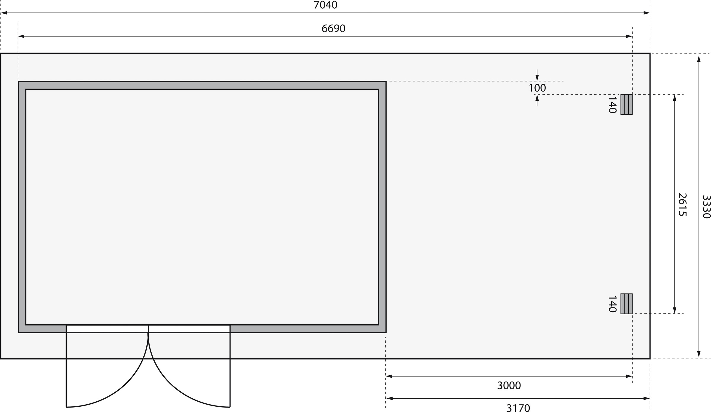 Karibu Gartenhaus »Schloßsee 8« mit Anbaudach, anthrazit, terragrau oder natur