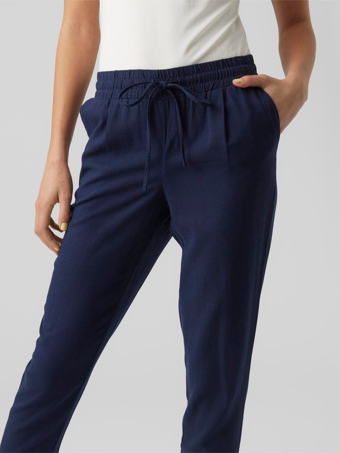 Vero Moda Schlupfhose »VMJESMILO MW ANKLE PANTS WVN NOOS«  mit Leinen, elastisches Bündchen und Kordelzug