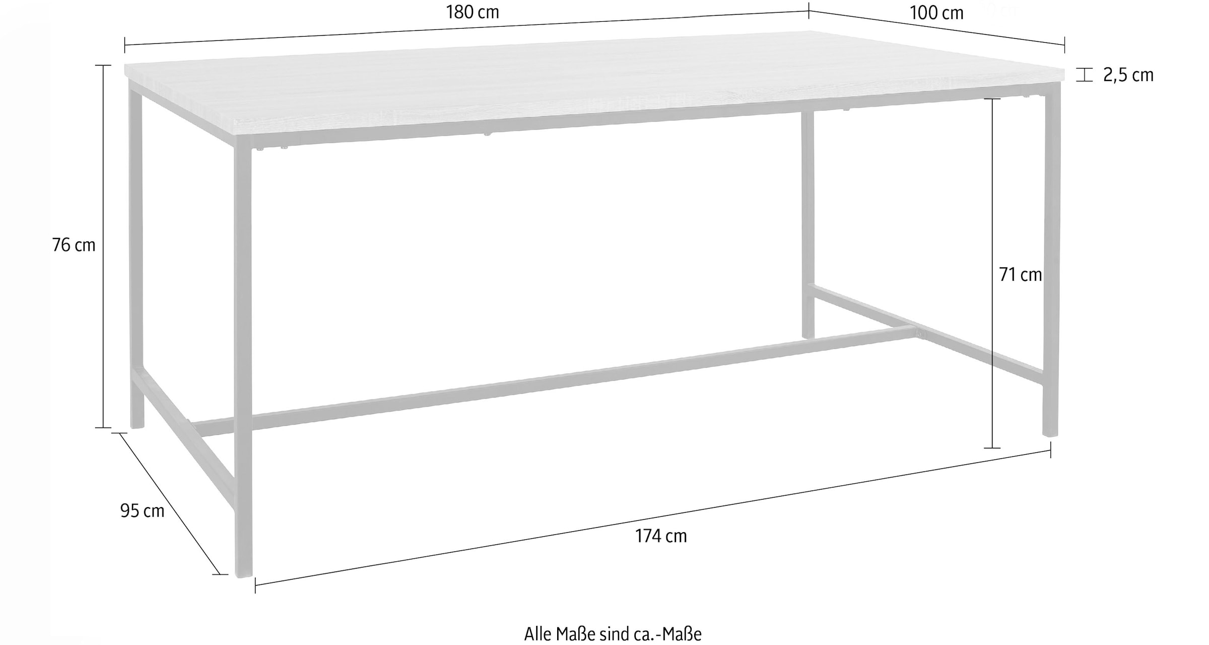 andas Esstisch »Vadum«, (1 St.), mit Tischplatte in einer Holzoptik und fühlbare Struktur, Höhe 76 cm