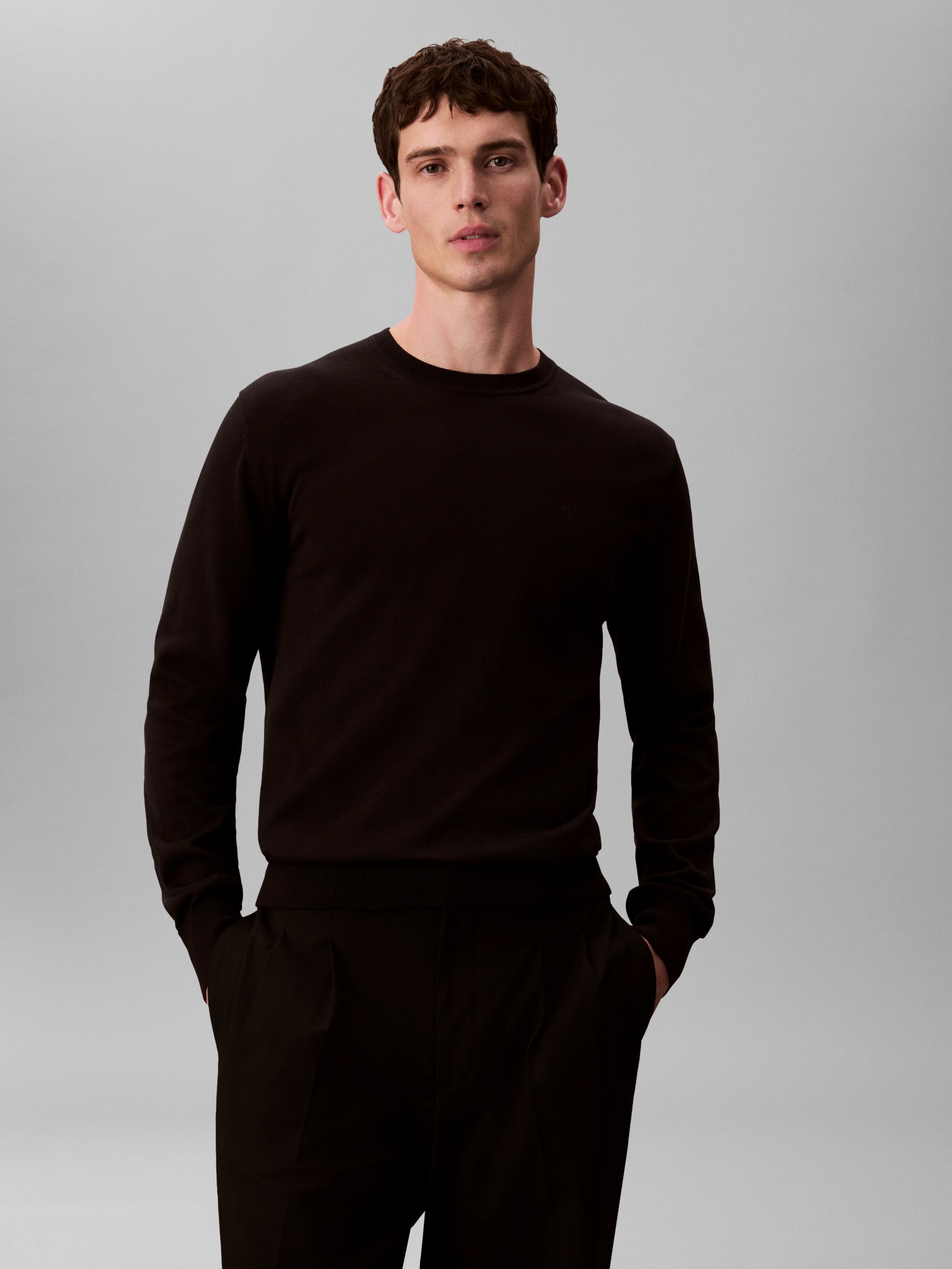 Calvin Klein Strickpullover "LS SUPIMA COTTON CREW 14GG" Mit Rundhalsausschnitt