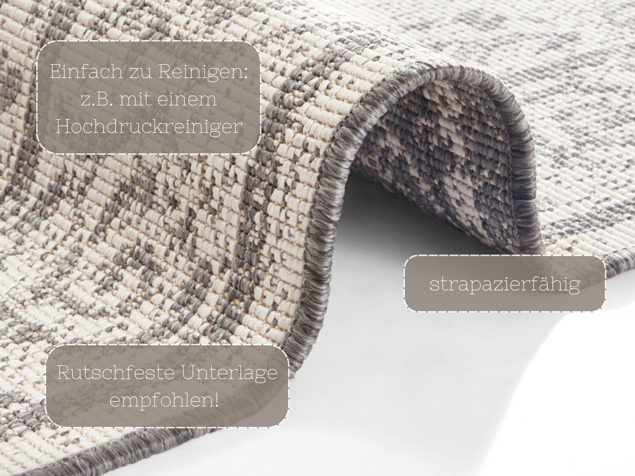 Teppich HANSE HOME "CEBU Wendeteppich" Gr. 3, beige (creme, grau), B:120cm H:5mm L:170cm, Polypropylen (PP), Teppiche, Teppich, In-& Outdoor, Wetterfest, Balkon, Wohnzimmer, Wasserfest, Orientalisch 3
