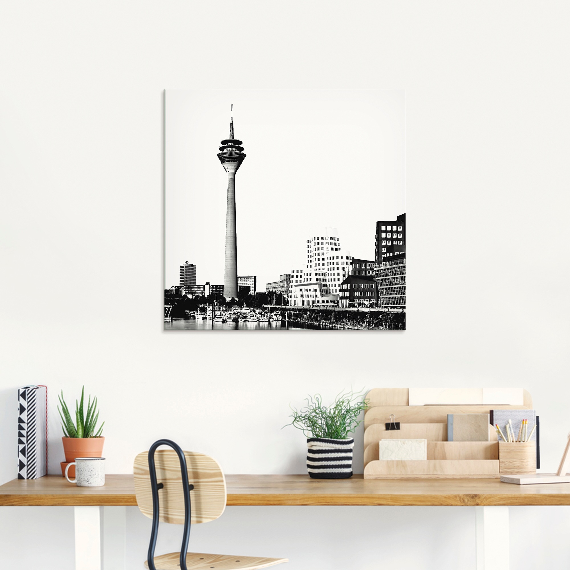 Artland Glasbild »Düsseldorf Collage Skyline 15«, Deutschland, (1 St.), in verschiedenen Größen
