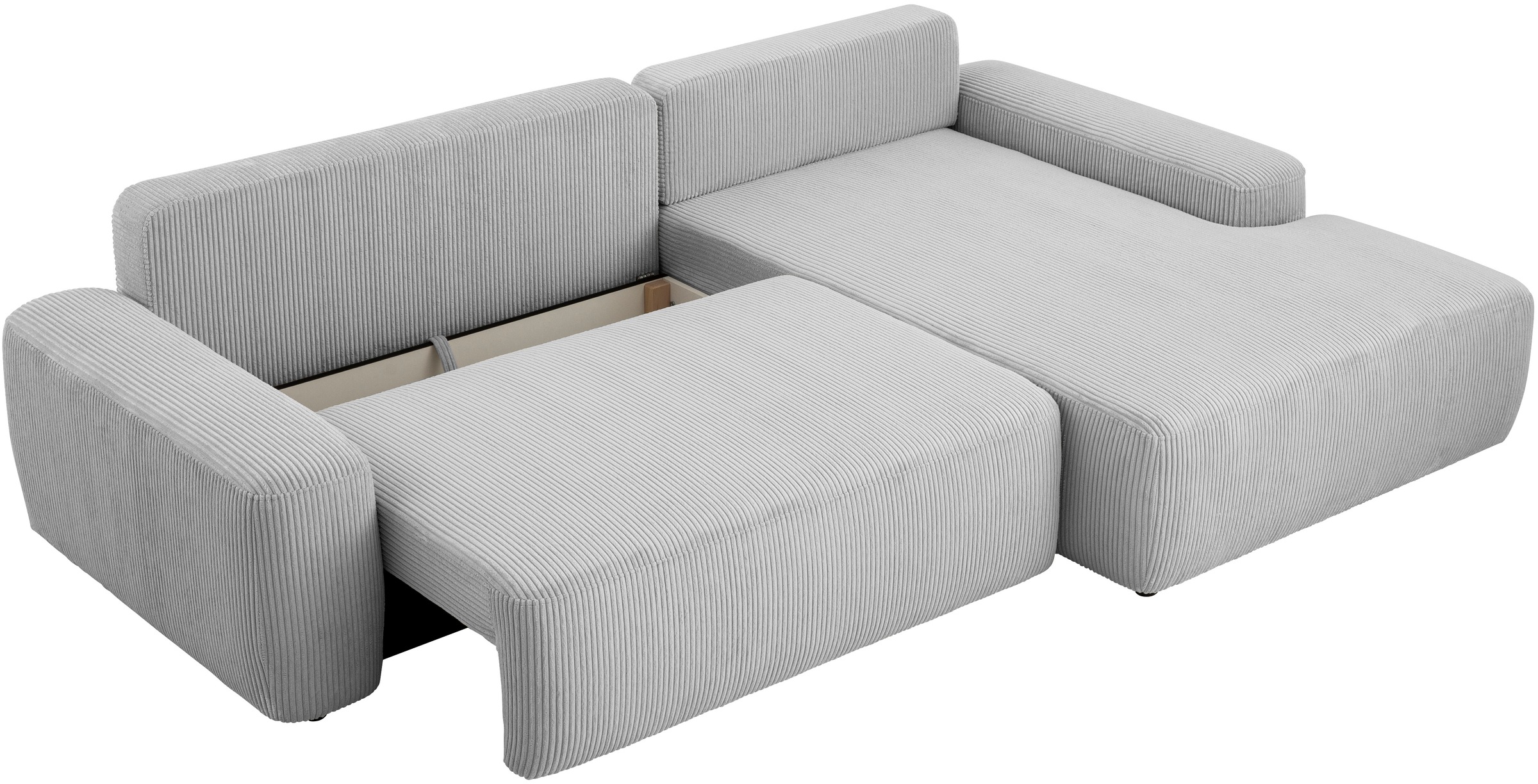 INOSIGN Ecksofa »TORGE (264cm), Schlafsofa in Cord, Samtvelours o Struktur fein, L-Form«, Schlaffunktion, Bettkasten, Liegefläche: 125/210 cm