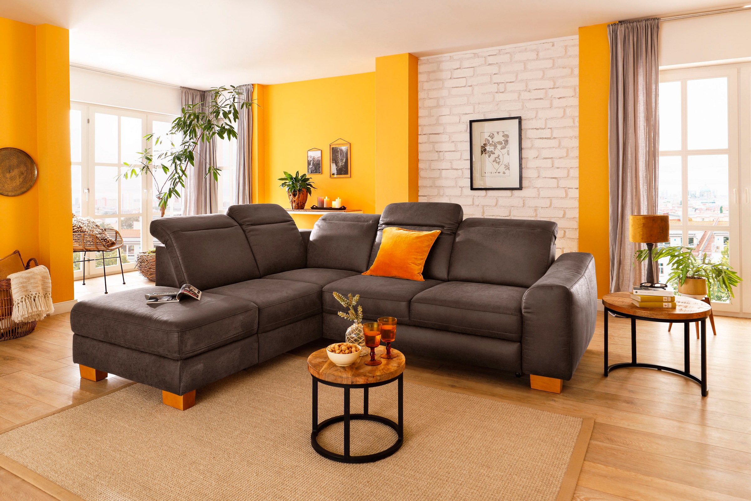 Home affaire Ecksofa "Dundee L-Form" wahlweise mit Kopfteilverstellung und günstig online kaufen