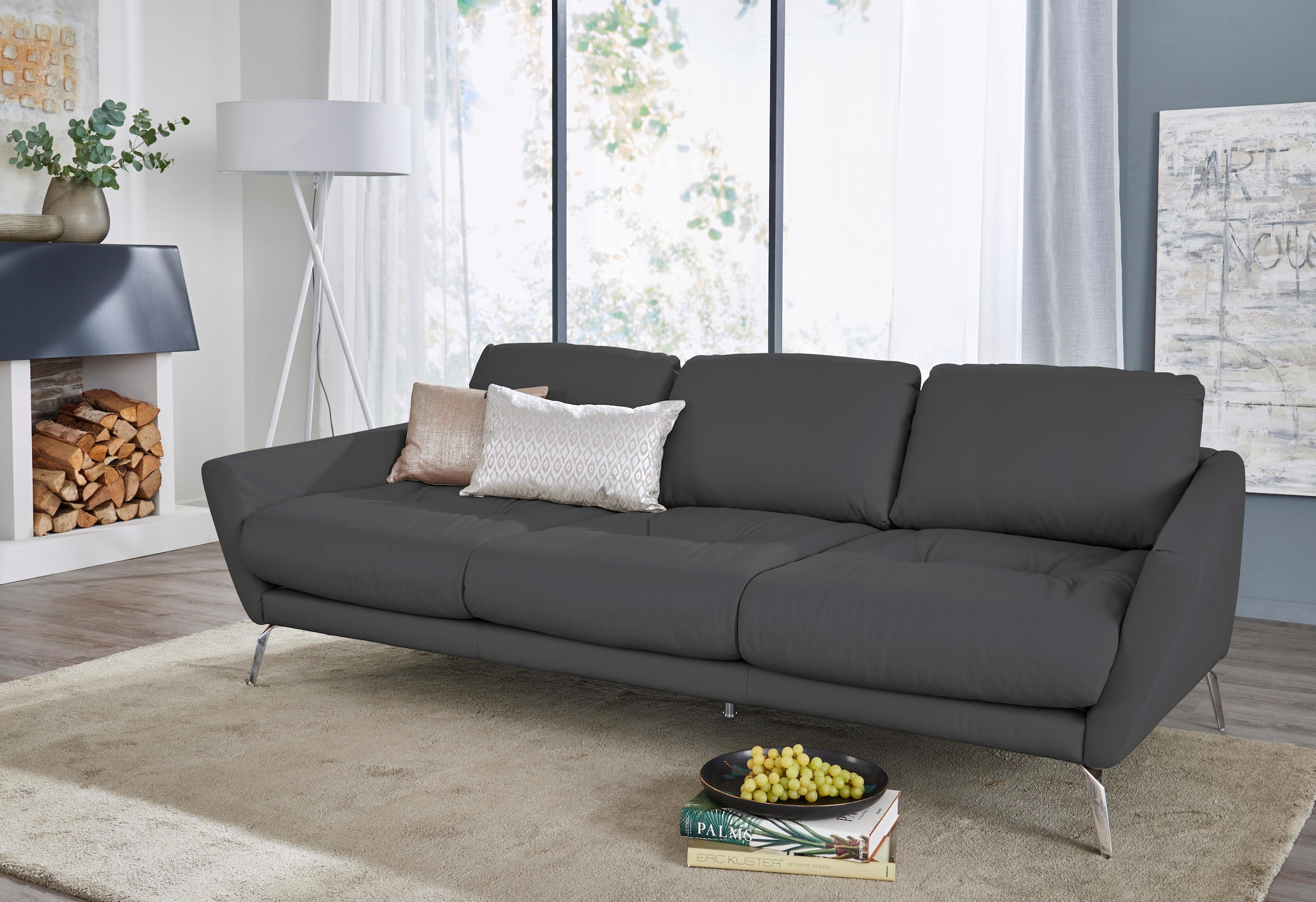 W.SCHILLIG Big-Sofa "softy", mit dekorativer Heftung im Sitz, Füße Chrom glänzend