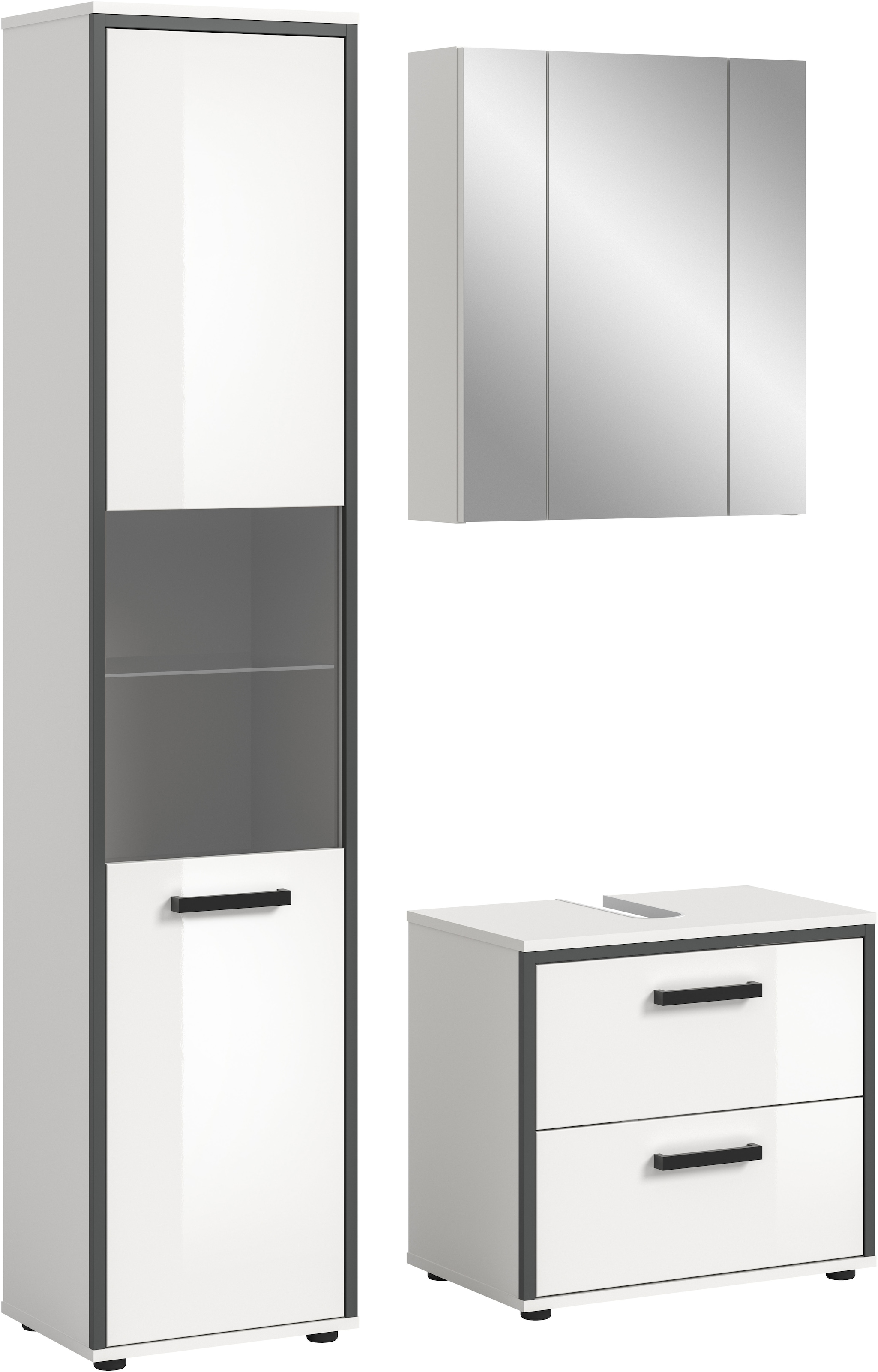 welltime Badmöbel-Set "KAJO, 3-tlg. Badkombination, weiß hochglanz" Set, Se günstig online kaufen