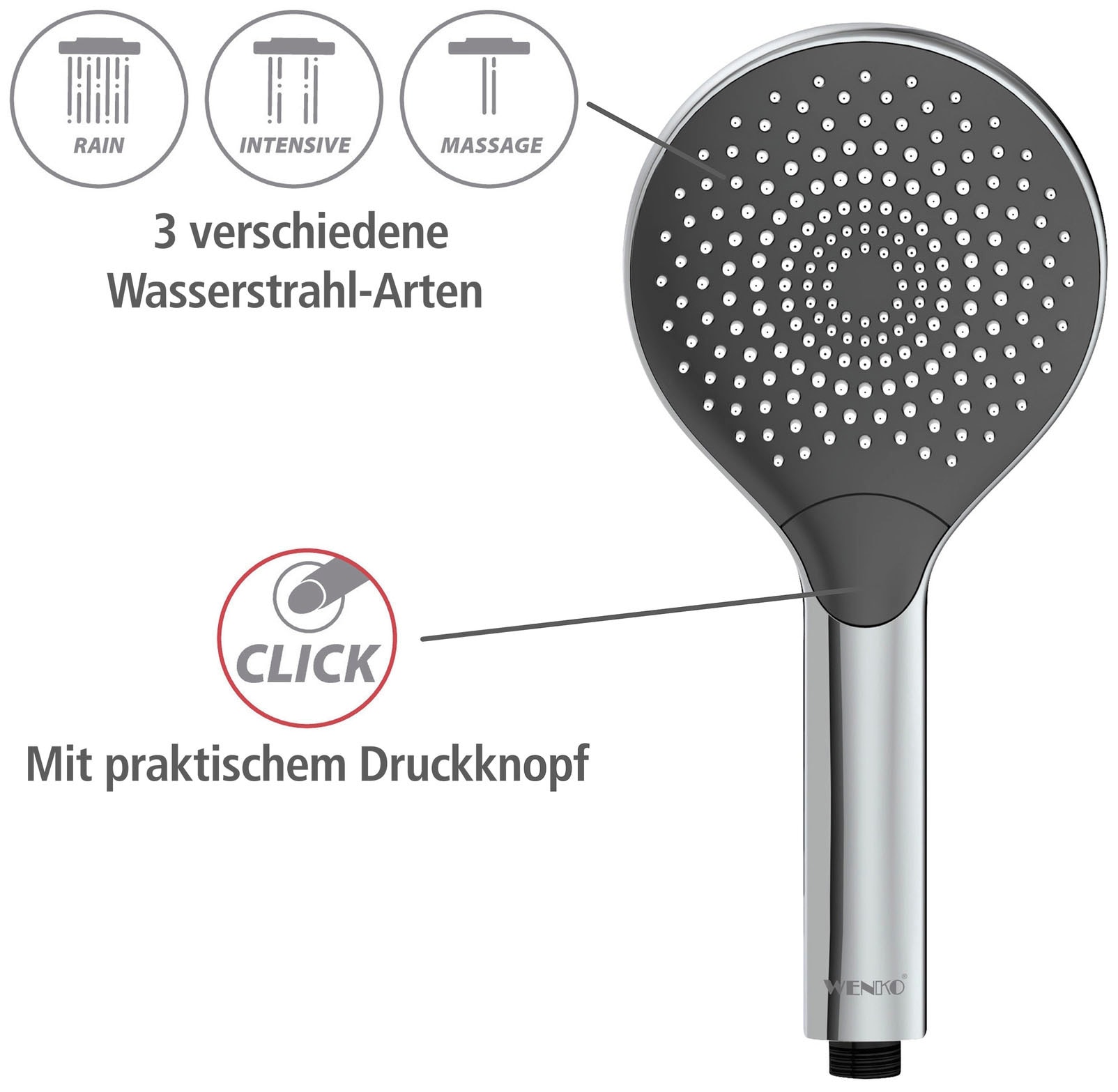 WENKO Handbrause »Watersaving«, (1 tlg.), Chrom, Ø 12 cm