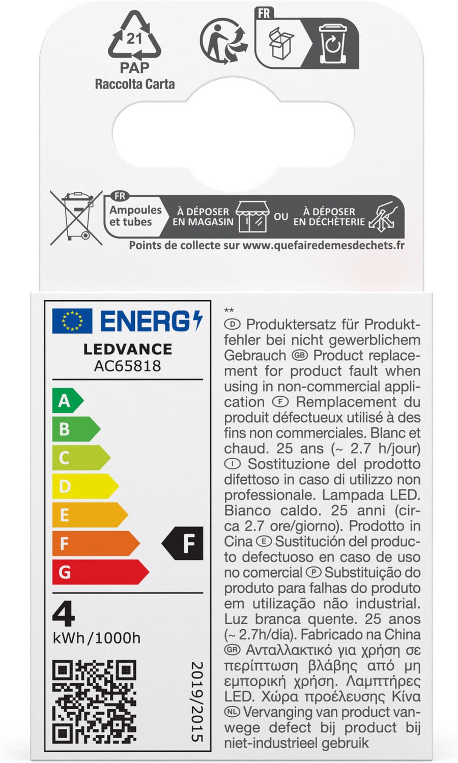 LEDVANCE LED-Leuchtmittel »LED STAR Flat Flat Frosted 28« E14 1 Stk. Warmweiß