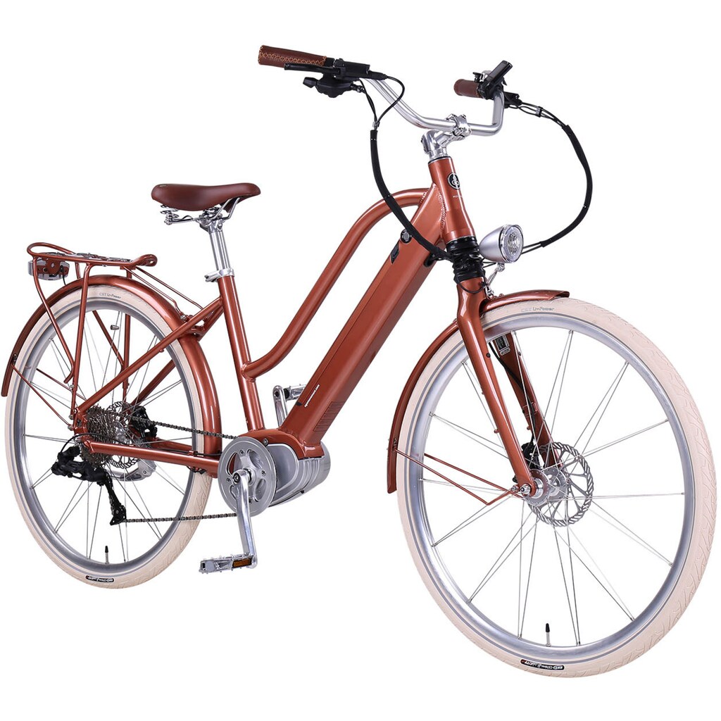 eGO Movement E-Bike »Classic 25 Cleopatra Trapez 45 cm Bronze 28"«, 10 Gang, Shimano, Deore, Mittelmotor 250 W