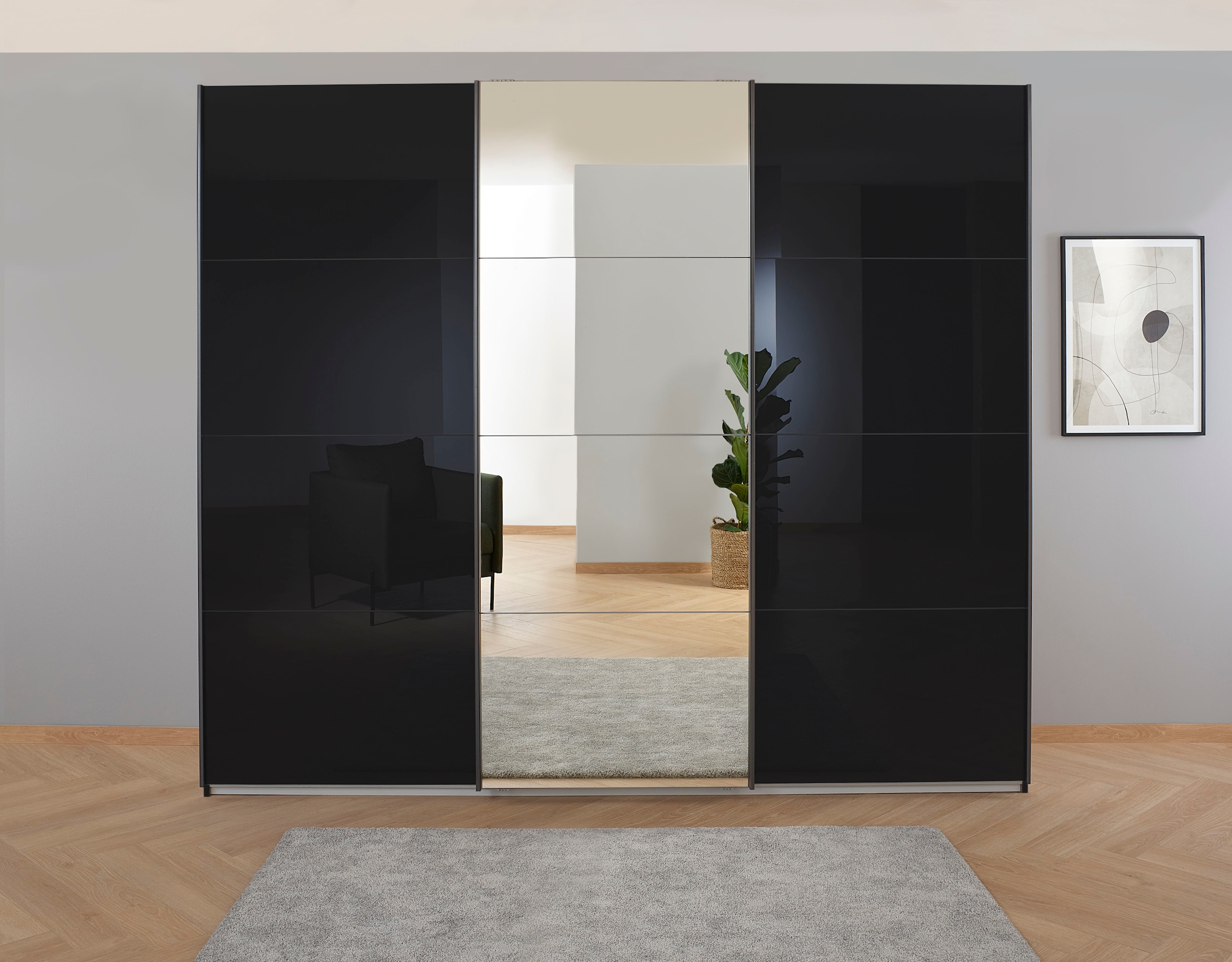 OTTO home Kleiderschrank "Mehrzweckschrank Aktenschrank Möbel Mietswohnung Schlafzimmer KOLUNA" 3 Ausstattungen BASIC/CLASSIC/PREMIUM (inkl. SOFT-CLOSE-FUNKTION), Breiten 203/271/315/360 cm Höhen 210/229 Glas-Front MADE IN GERMANY