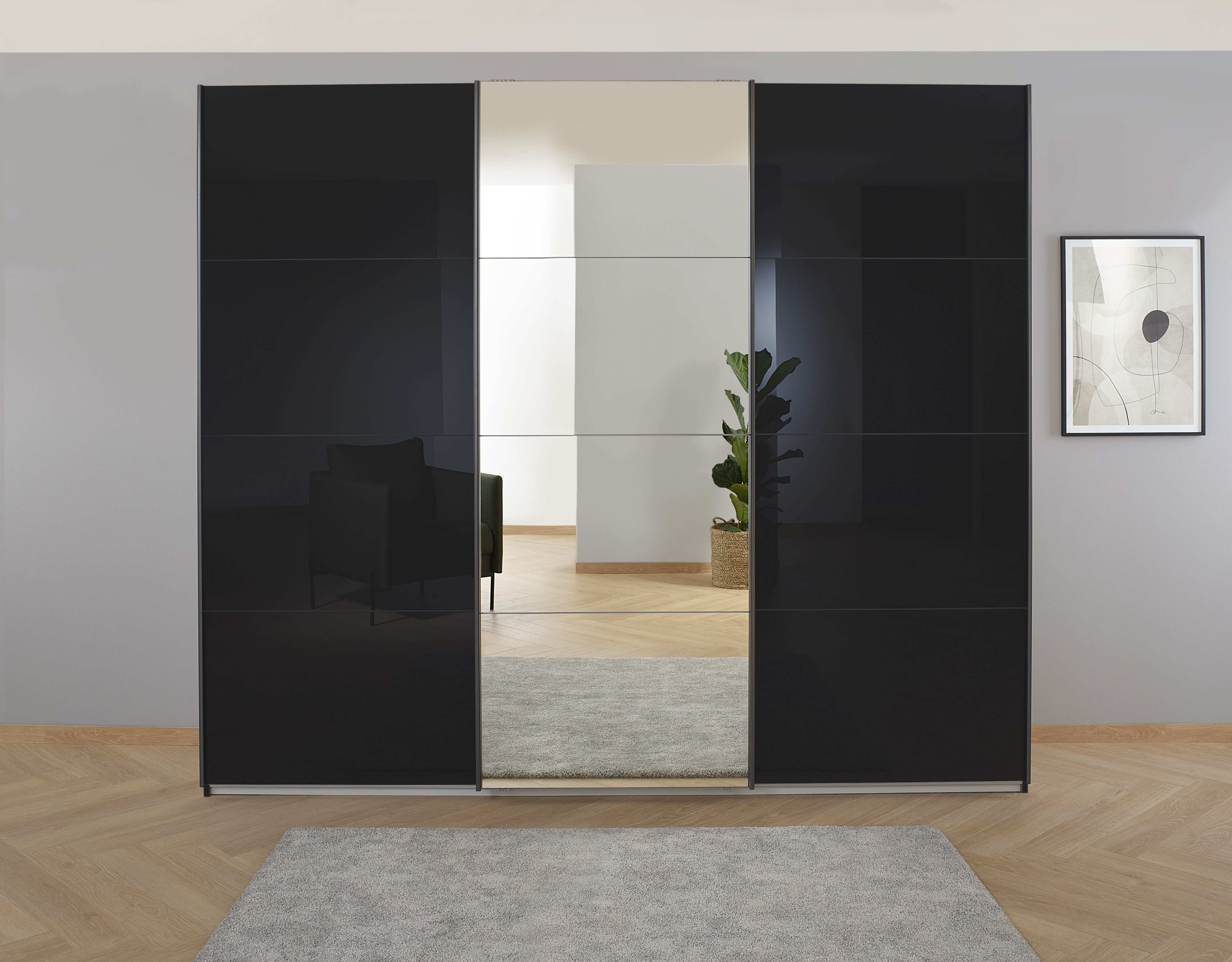 OTTO home "Mehrzweckschrank Aktenschrank Möbel Mietswohnung Schlafzimmer KOLUNA" 3 Ausstattungen BASIC/CLASSIC/PREMIUM (inkl. SOFT-CLOSE-FUNKTION), Breiten 203/271/315/360 cm Höhen 210/229 Glas-Front MADE IN GERMANY