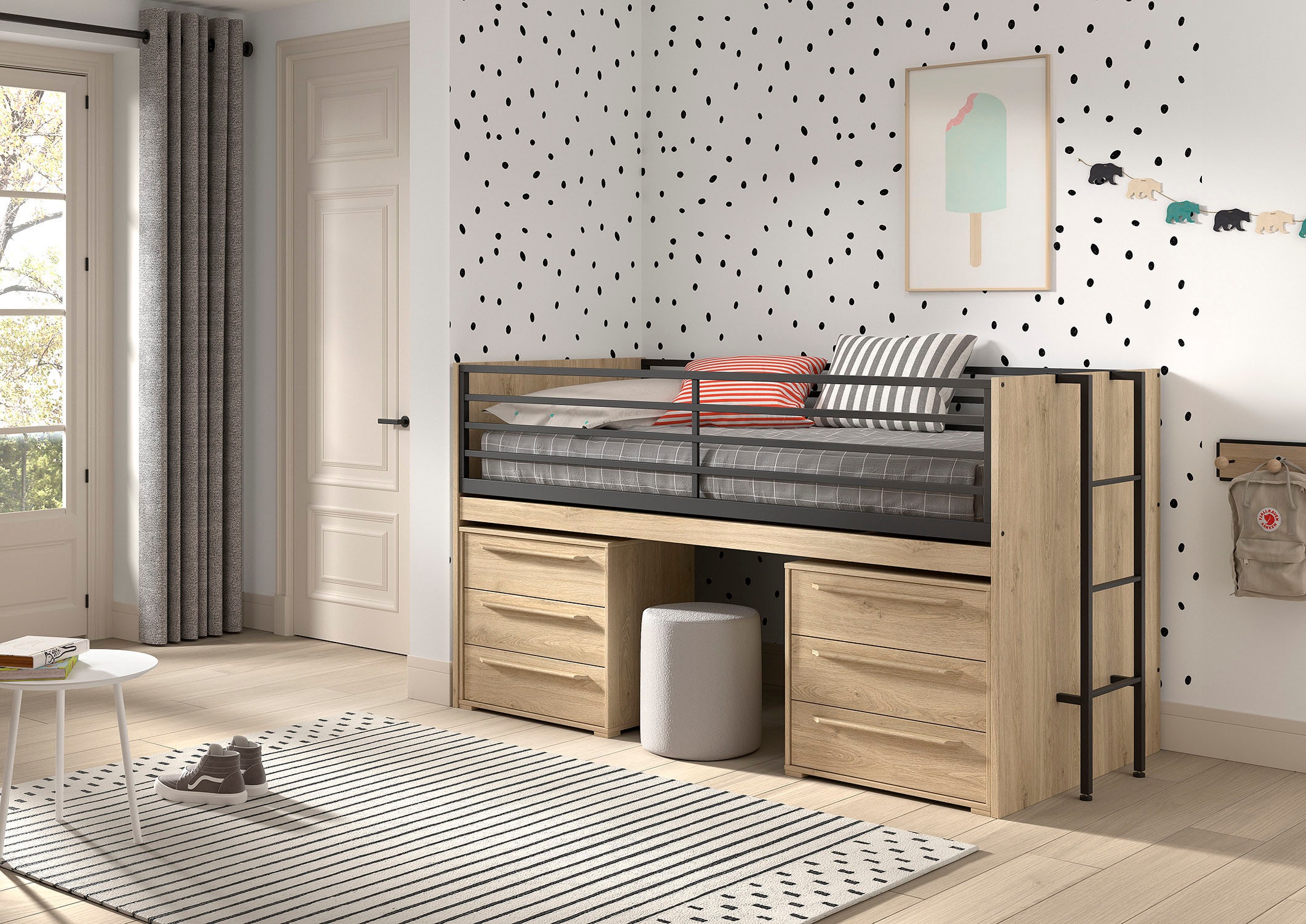 Vipack Stauraumbett "Sam, schlafen und arbeiten in einem, wahlweise Eiche- günstig online kaufen