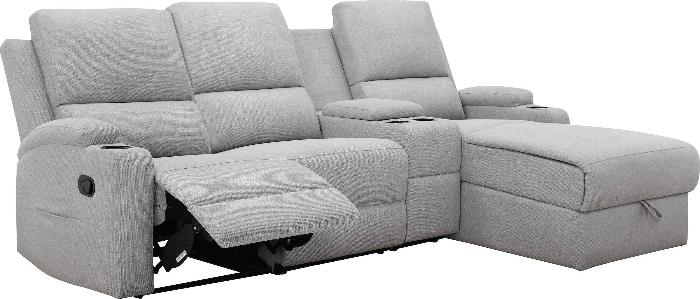 Home affaire Ecksofa »Napori Multimediasofa, 3er Kinosessel XXL, L-Form,«, Kinosofa mit Relaxfunktion, Getränkehalter, Staufach und Staukasten