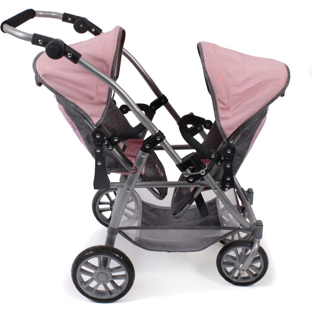 CHIC2000 Puppen-Zwillingsbuggy »Vario, Grau-Rosa«