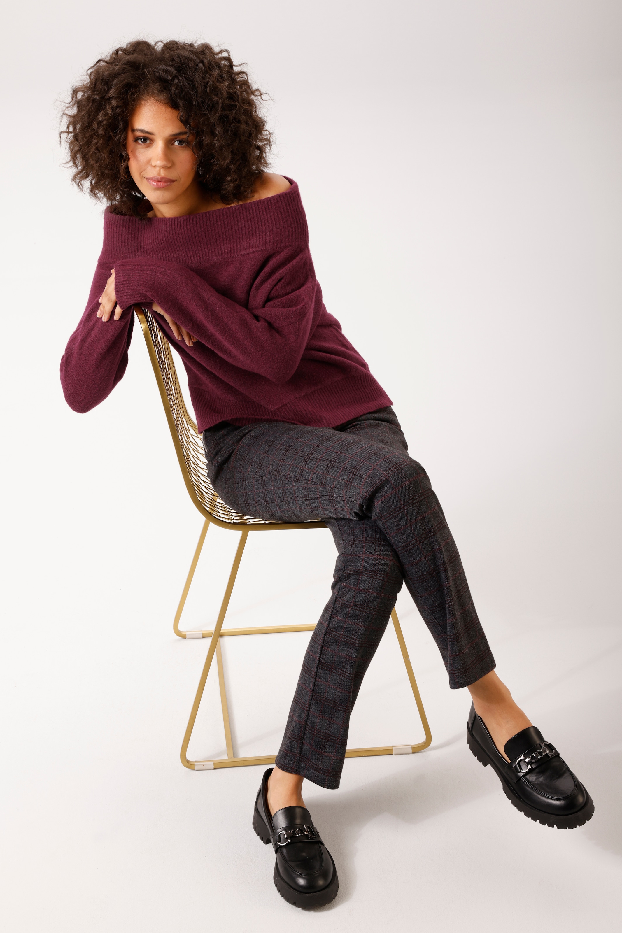 Aniston CASUAL Strickpullover mit Carmen-Ausschnitt - NEUE KOLLEKTION
