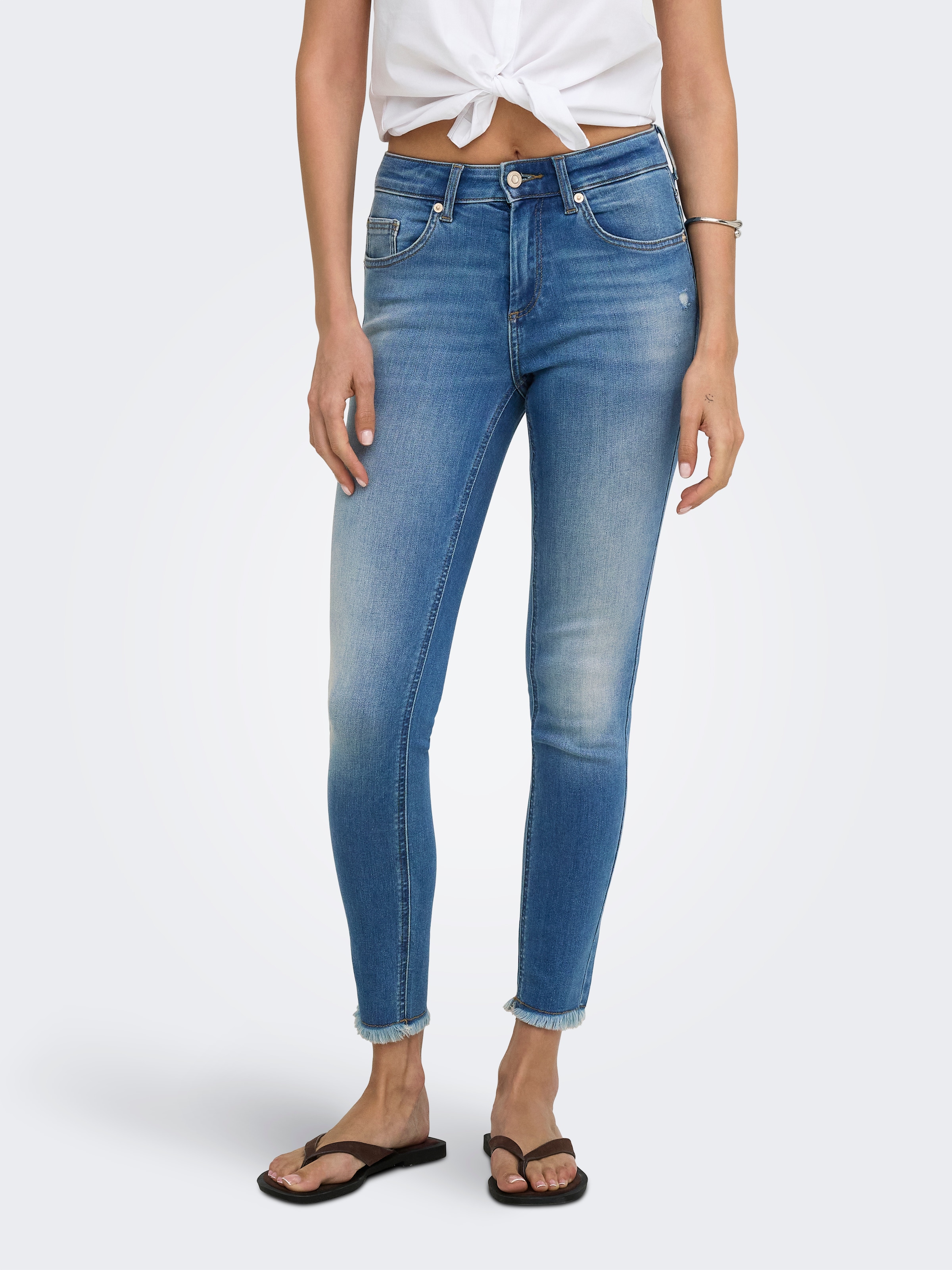 ONLY Skinny-fit-Jeans "ONLBLUSH MID SKIN ANK RW DNM REA2588" Baumwollmischung, skinny fit