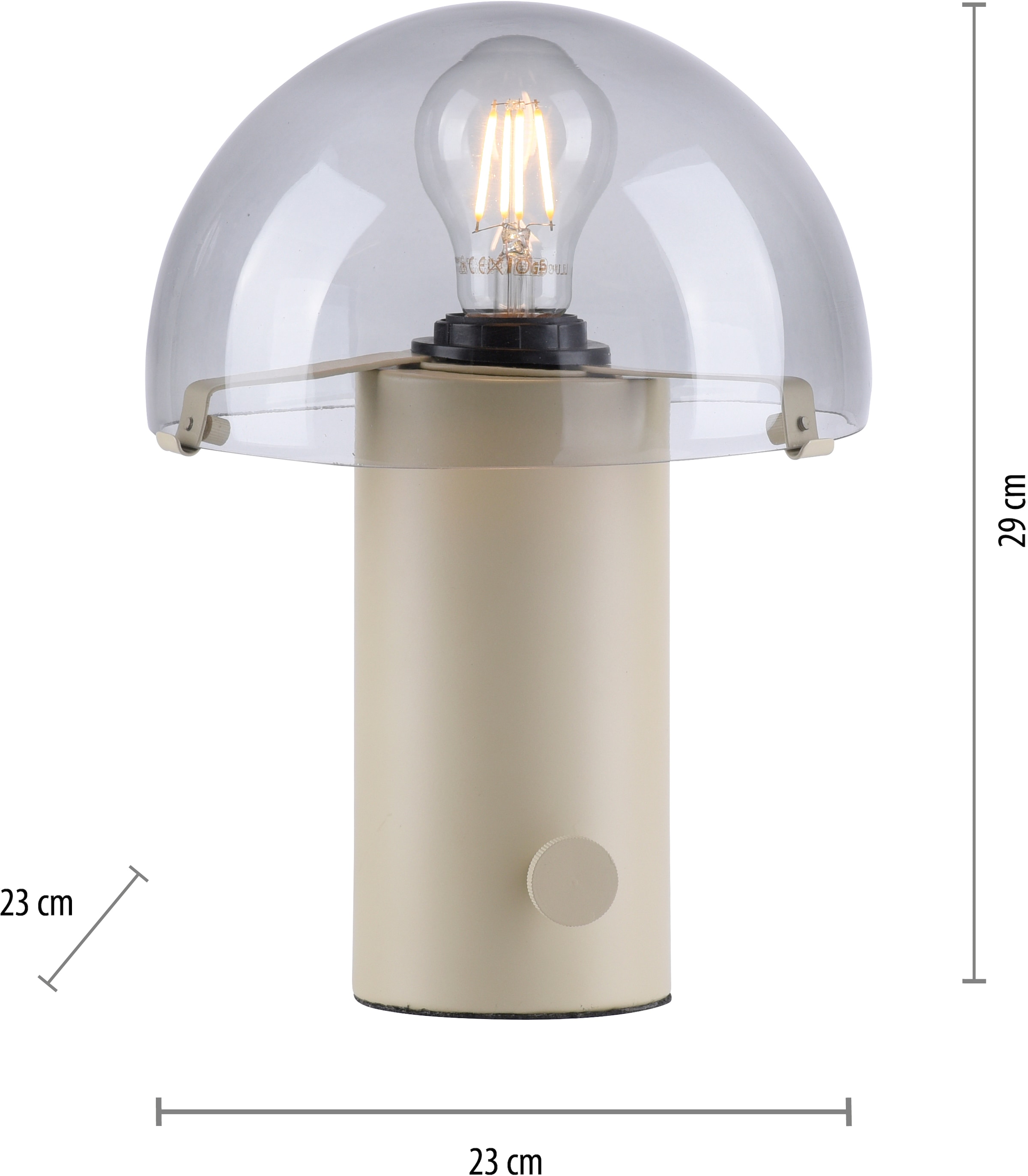 BAUR skandinavisch E27, | Pilzlampe Drehschalter, andas »Skickja«, Tischlampe Tischleuchte