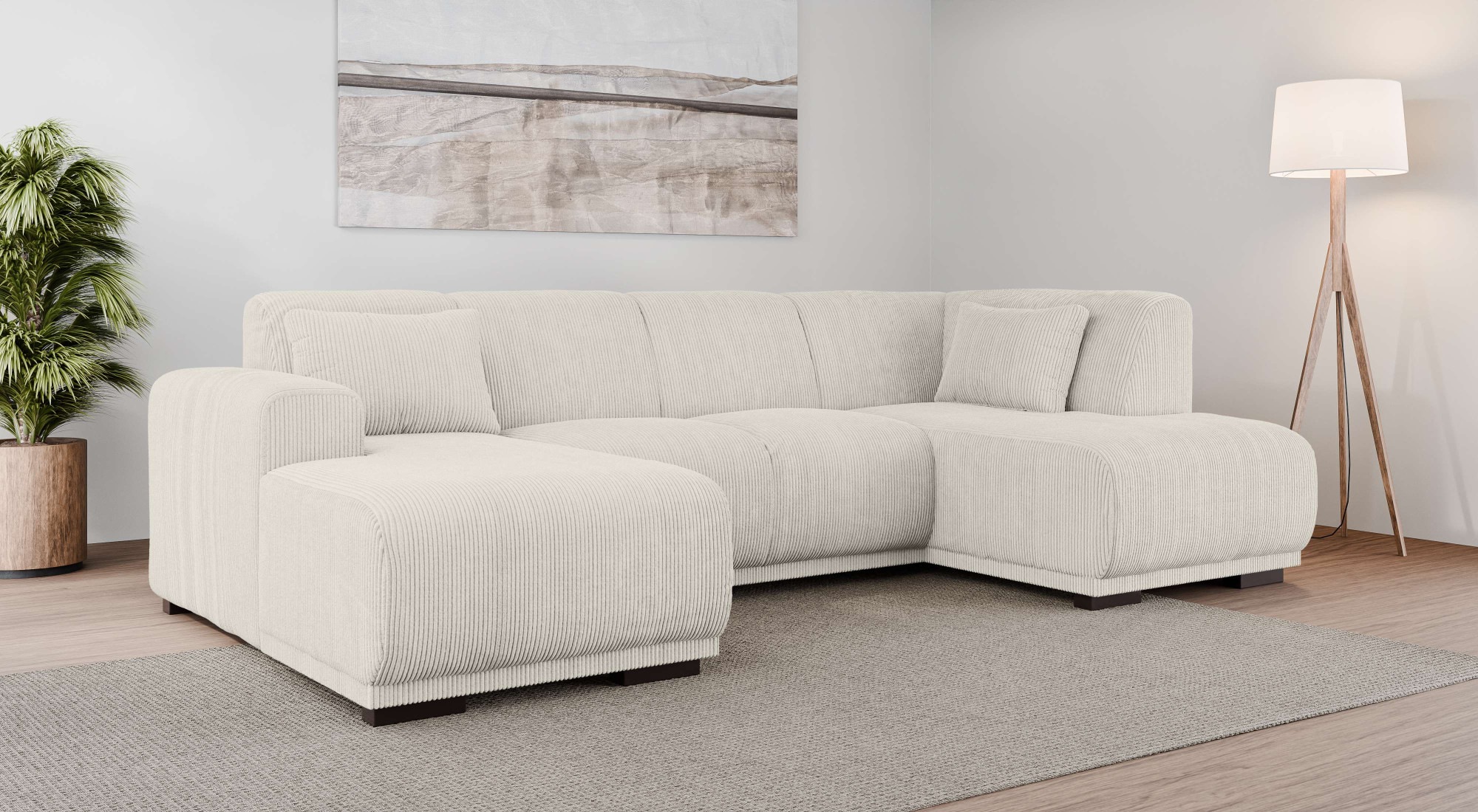 OTTO home Wohnlandschaft "BORNHOLM U-Form mit Recamiere rechts/links, B/T/H: 300/162/85 cm" U-Form mit Wellenunterfederung, Recamiere rechts oder links bestellbar