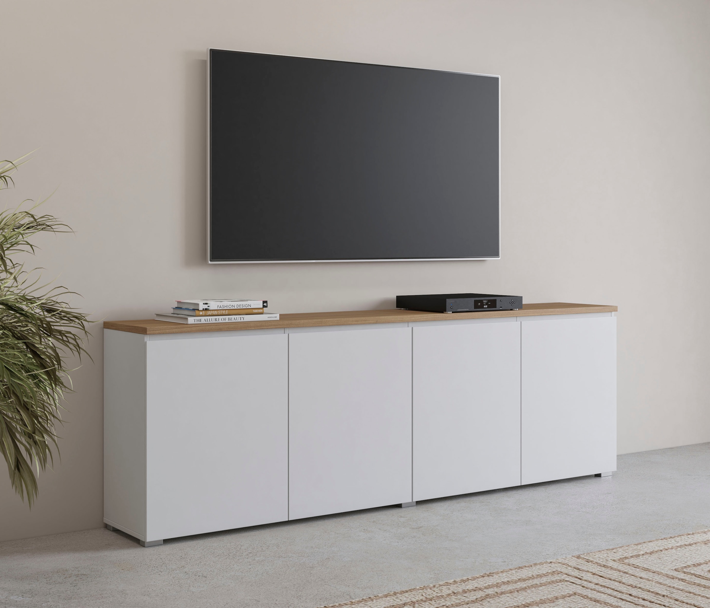 OTTO home Sideboard "Modo, Breite 200 cm, moderne grifflose Kommode 4Türen" günstig online kaufen