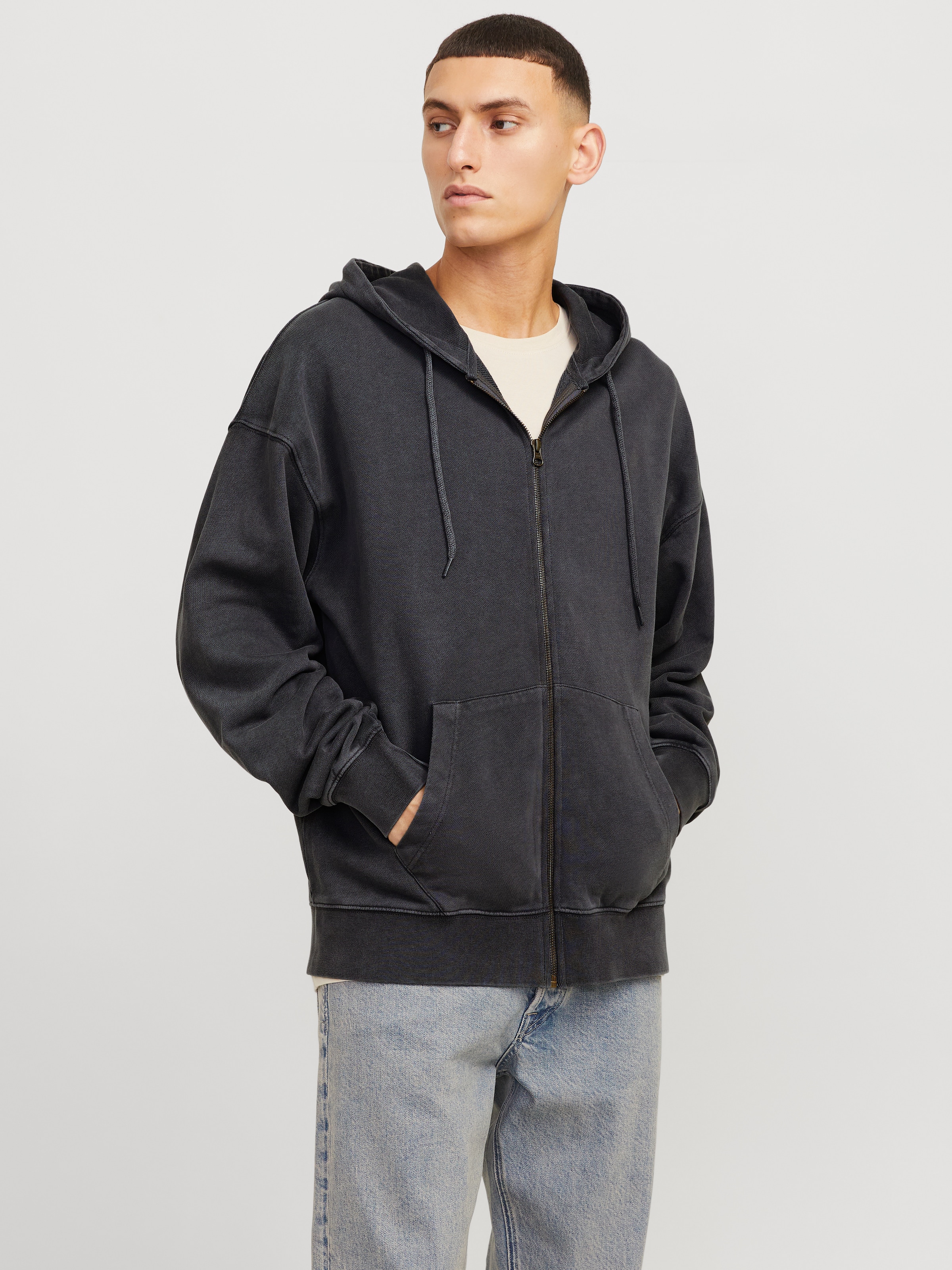 Jack & Jones Kapuzensweatjacke "JJECHARGE FADED SWEAT ZIP HOOD NOOS", mit Kapuze