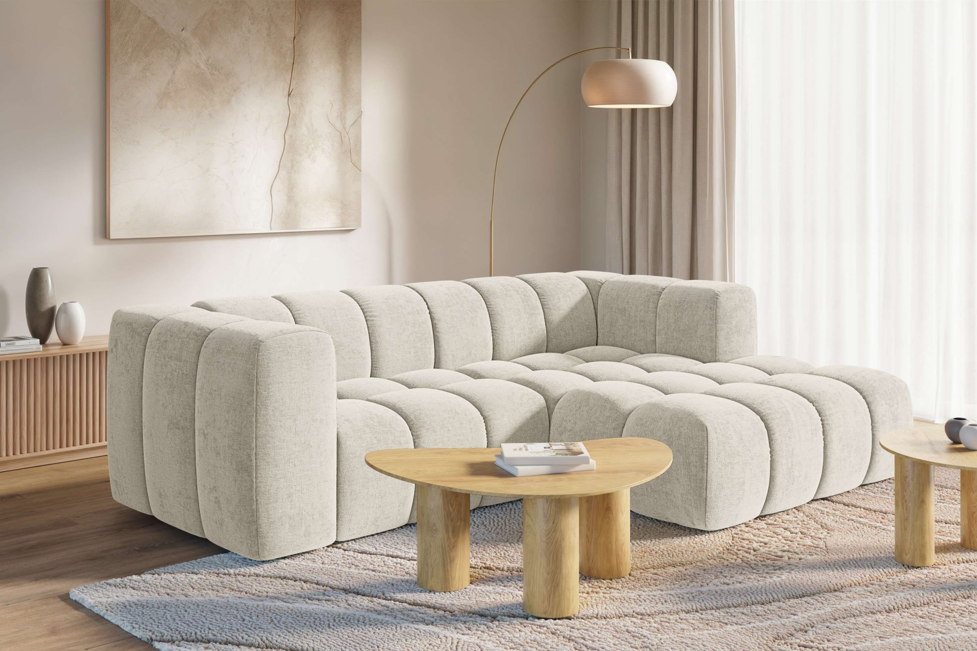 homsy by Ana Johnson Ecksofa ""L" BOUBELLE L-Form, Design-Sofa, Bubble-Optik, Breite 247 cm" hoher Sitzkomfort dank Wellenunterfederung, L Sitztiefe 63 cm