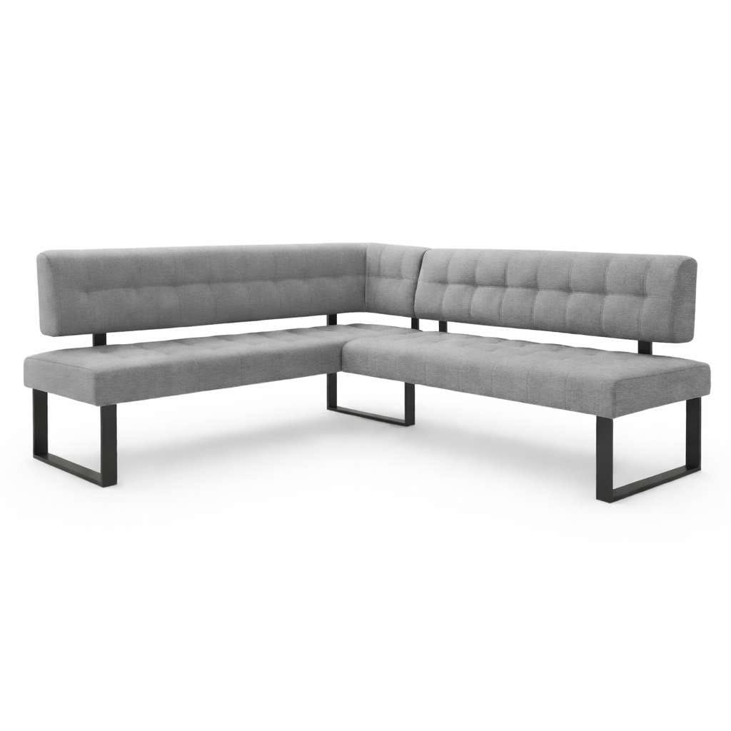 Eckbank HOME AFFAIRE "Mia Küchenbank, Polsterbank, Esszimmerbank, 207x167 cm", hellgrau, schwarz, B:207cm H:61cm T:167cm, Massivholz, Metall, Polyester, Sitzbänke, Eckbank, Moderne Bank und Farben, Sitzplatzanzahl: 5, Frei in Raum stellbar