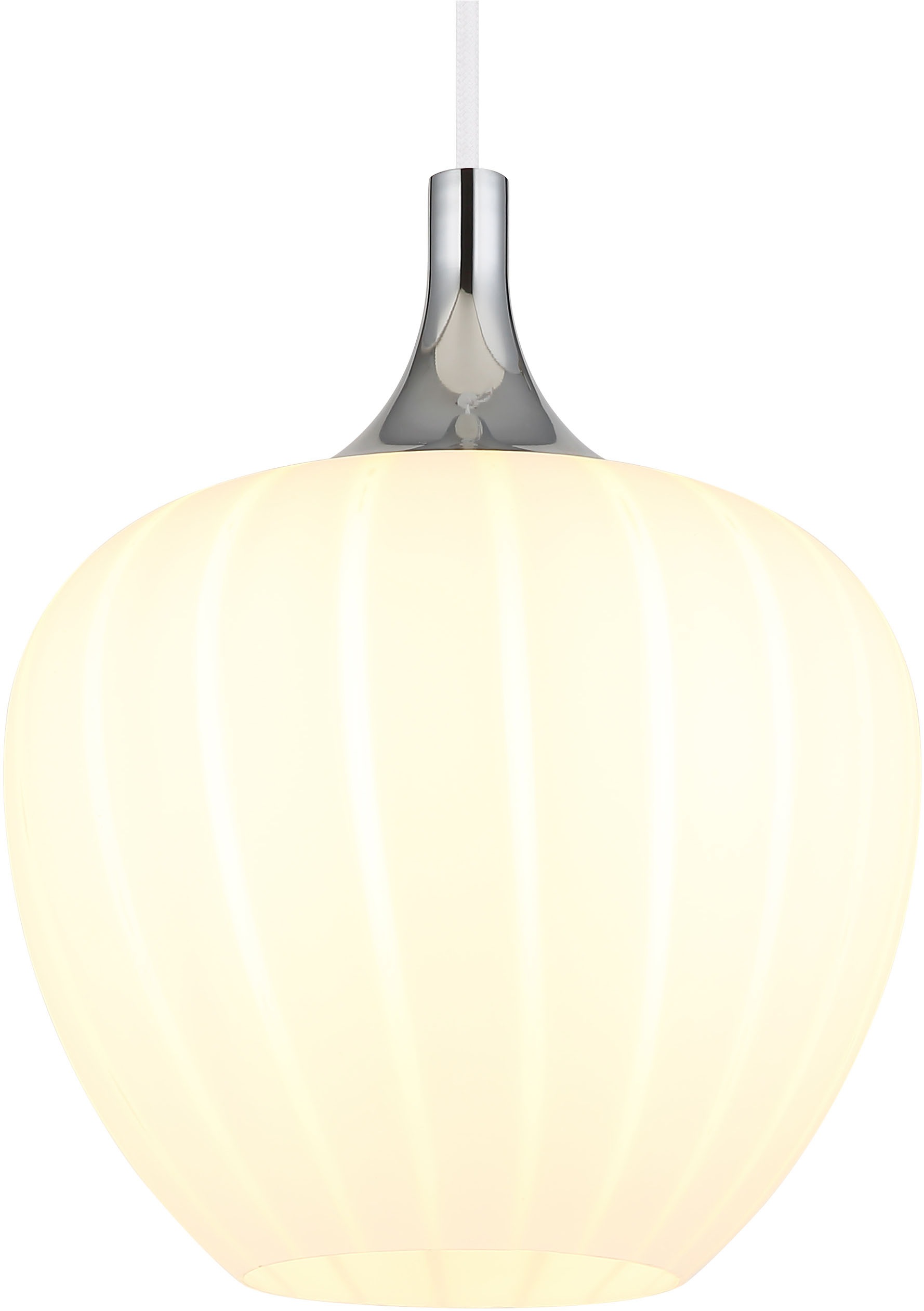 GLOBO LIGHTING Hängeleuchte »MAXY«, Leuchtmittel E27 | ohne Leuchtmittel, Hängelampe/Pendelleuchte/Glas opal/Glas Dekorillen/weiß/Höhe kürzbar