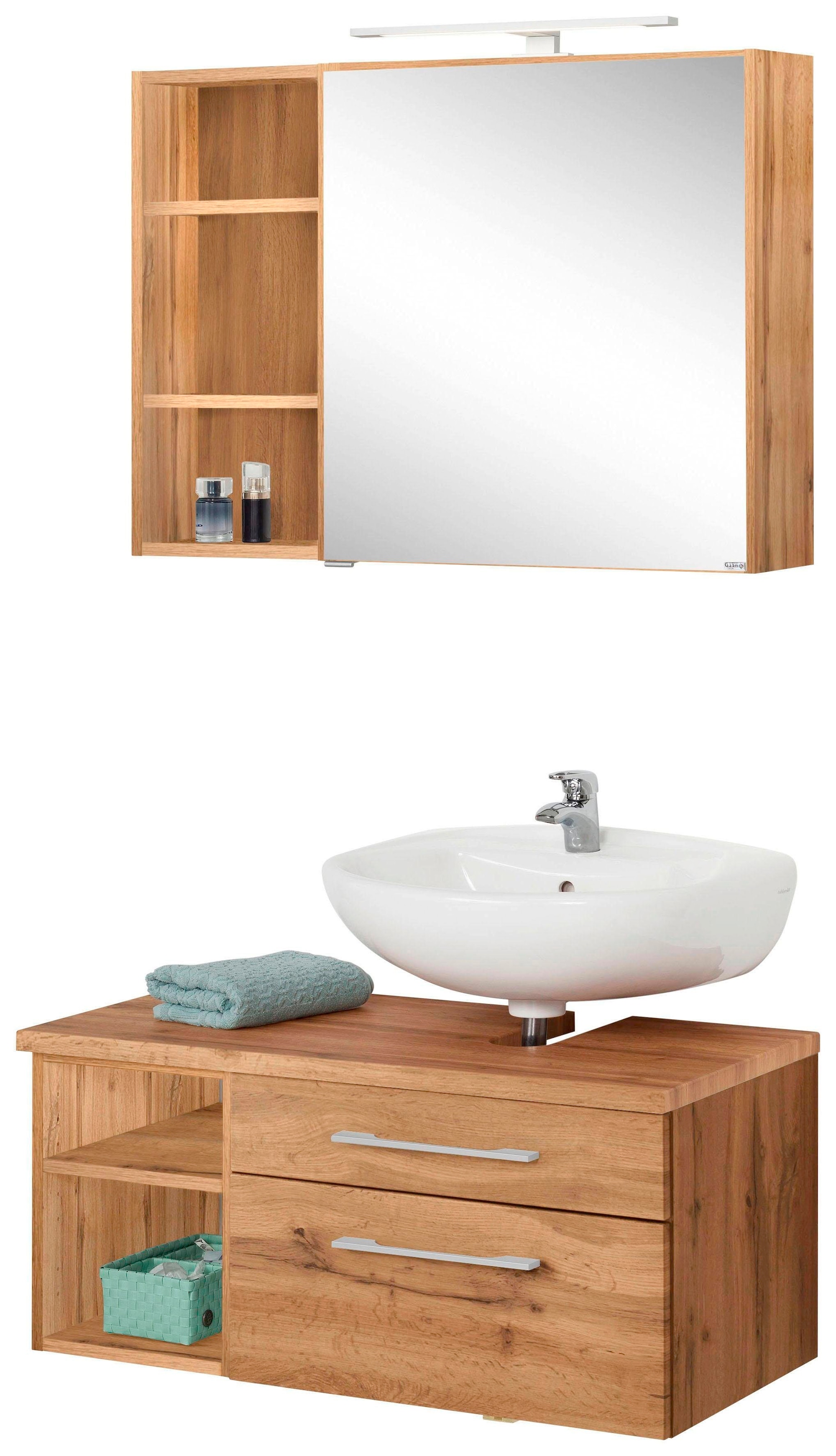 welltime Badmöbel-Set "Davos" 3 Stk. tlg. mit LED-Beleuchtung, Hängeschrank günstig online kaufen