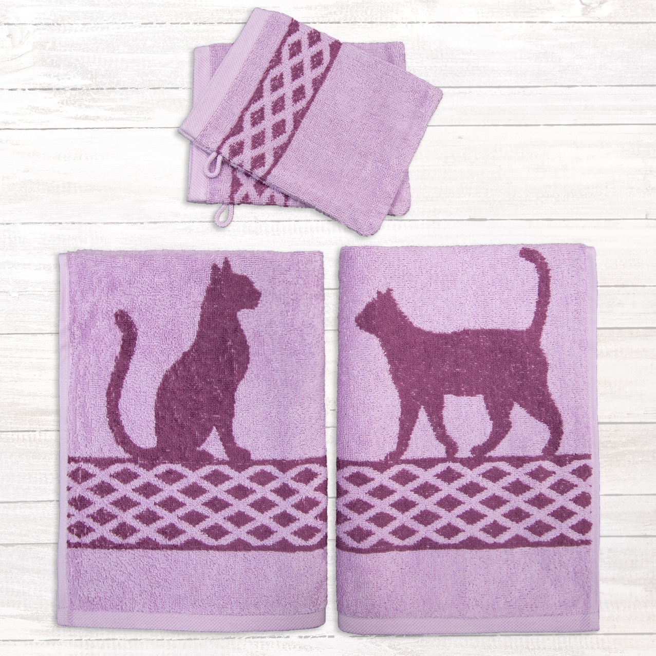 Dyckhoff Handtuch Set "Katze" Set 4 Stk. Frottier Set: 2 Handtücher und 2 W günstig online kaufen