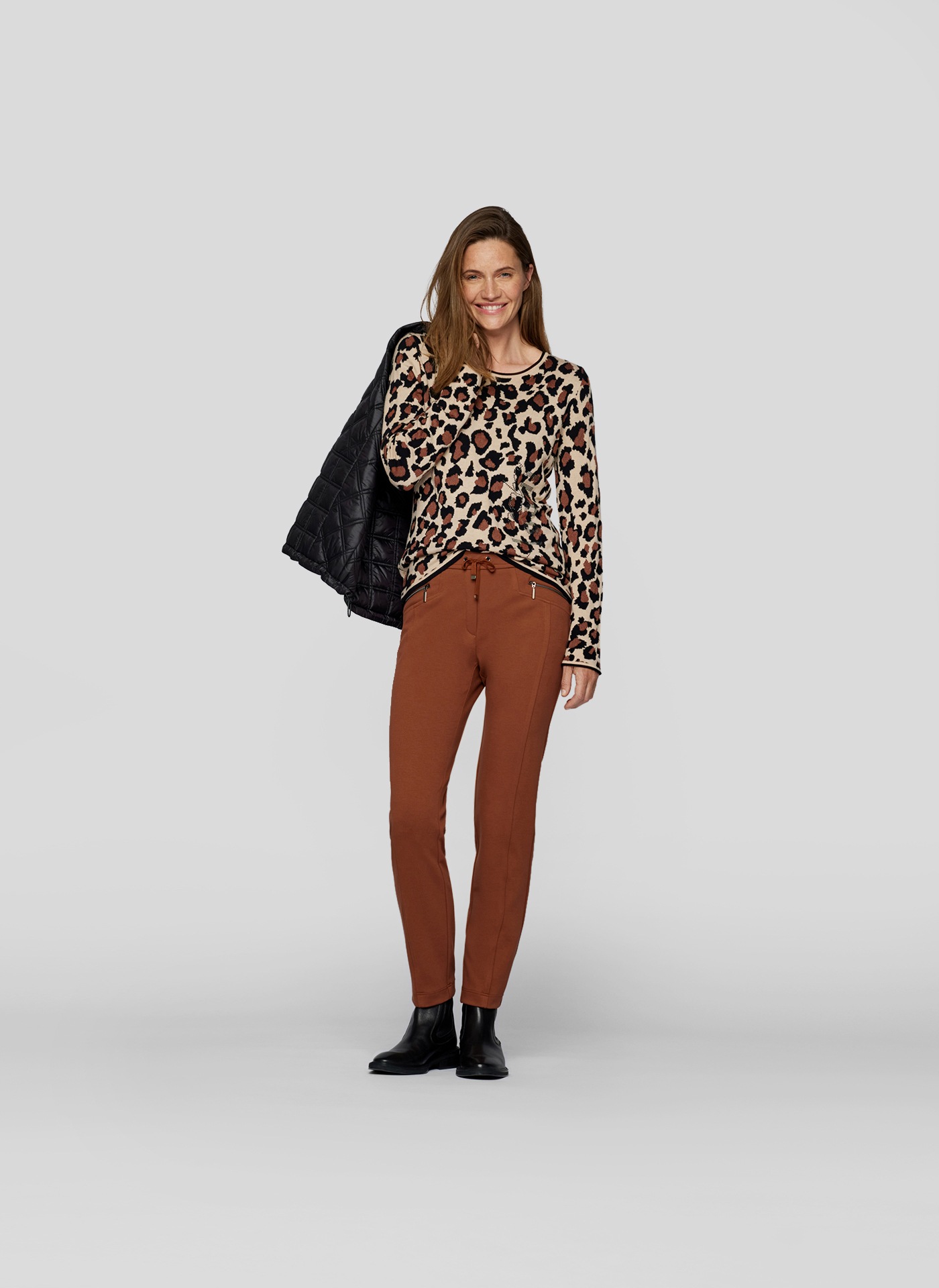 Rabe Strickpullover »Rabe Glamouröser Animal-Print Pullover mit Strassdetails«