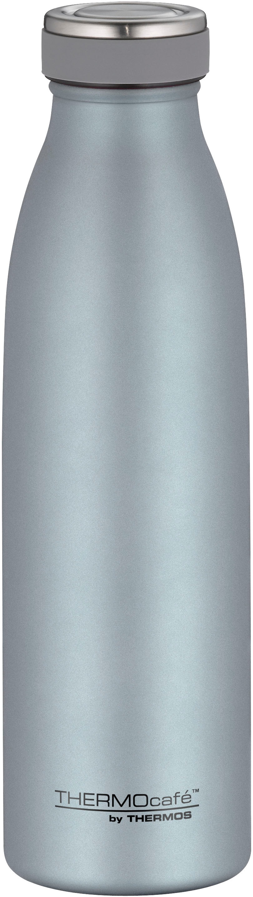 THERMOCAFÉ Isolierflasche "TC BOTTLE, aus doppelwandigem Edelstahl, spülmaschinenfest", 500mlice blau mat, Trinkflaschen, gummierter Drehverschluss,