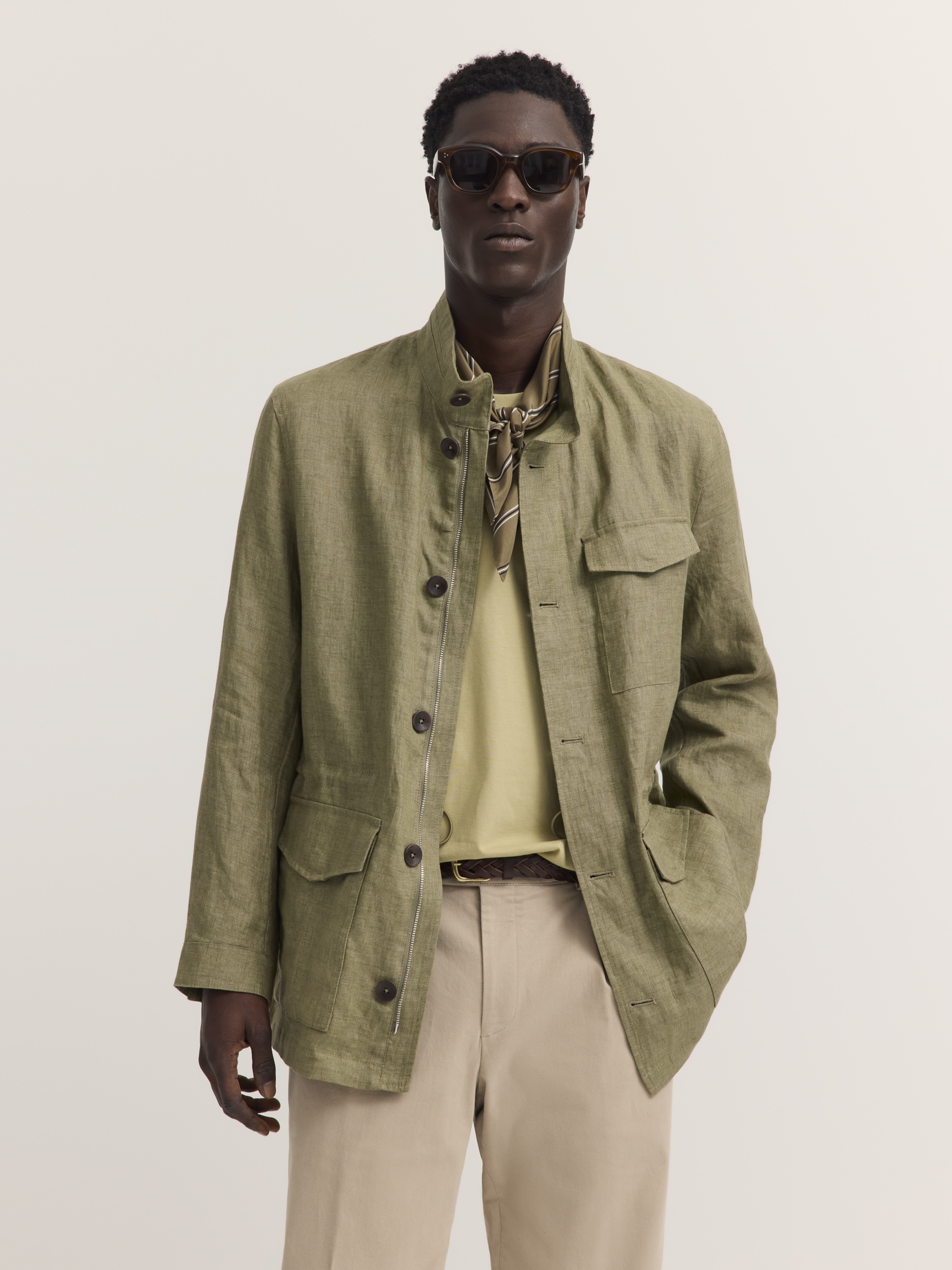 bugatti Kurzjacke "Regular Fit" Pure linen mit Stehkragen