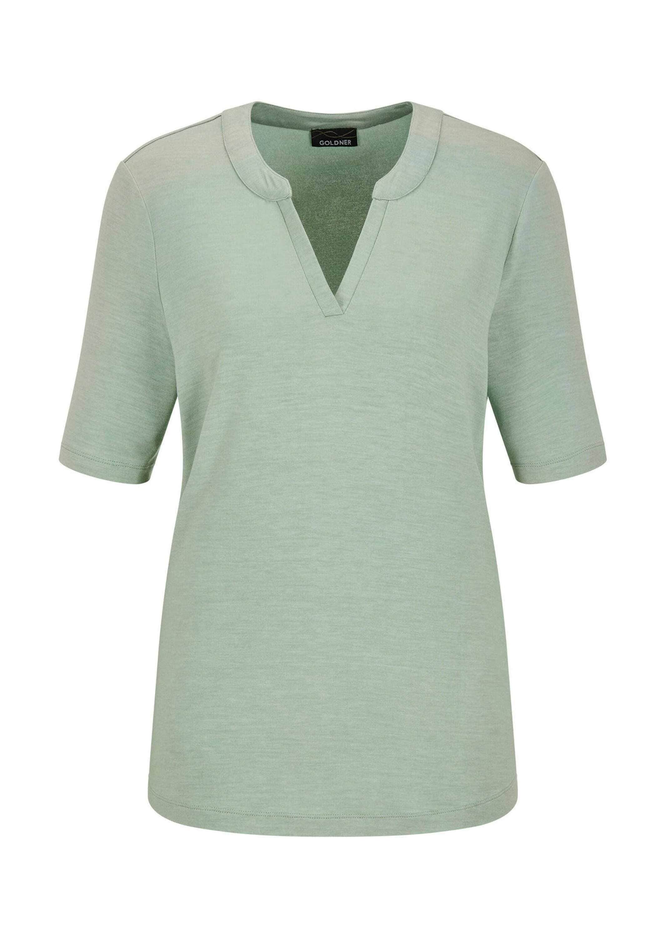 GOLDNER Kurzarmshirt "Jerseyshirt mit Blende" stretchbequemer Viskosejersey