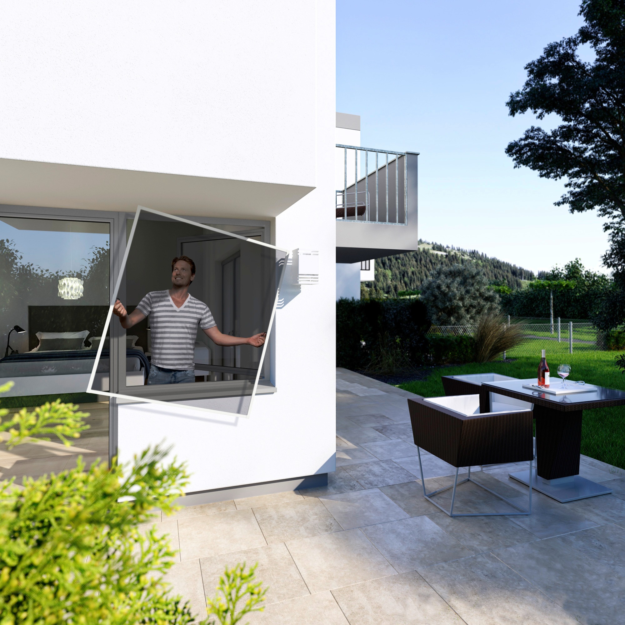 WINDHAGER Insektenschutz-Fensterrahmen, B/H: 140cm x 150cm, weiß, Insektenschutzgitter, BxH: 140x150 cm