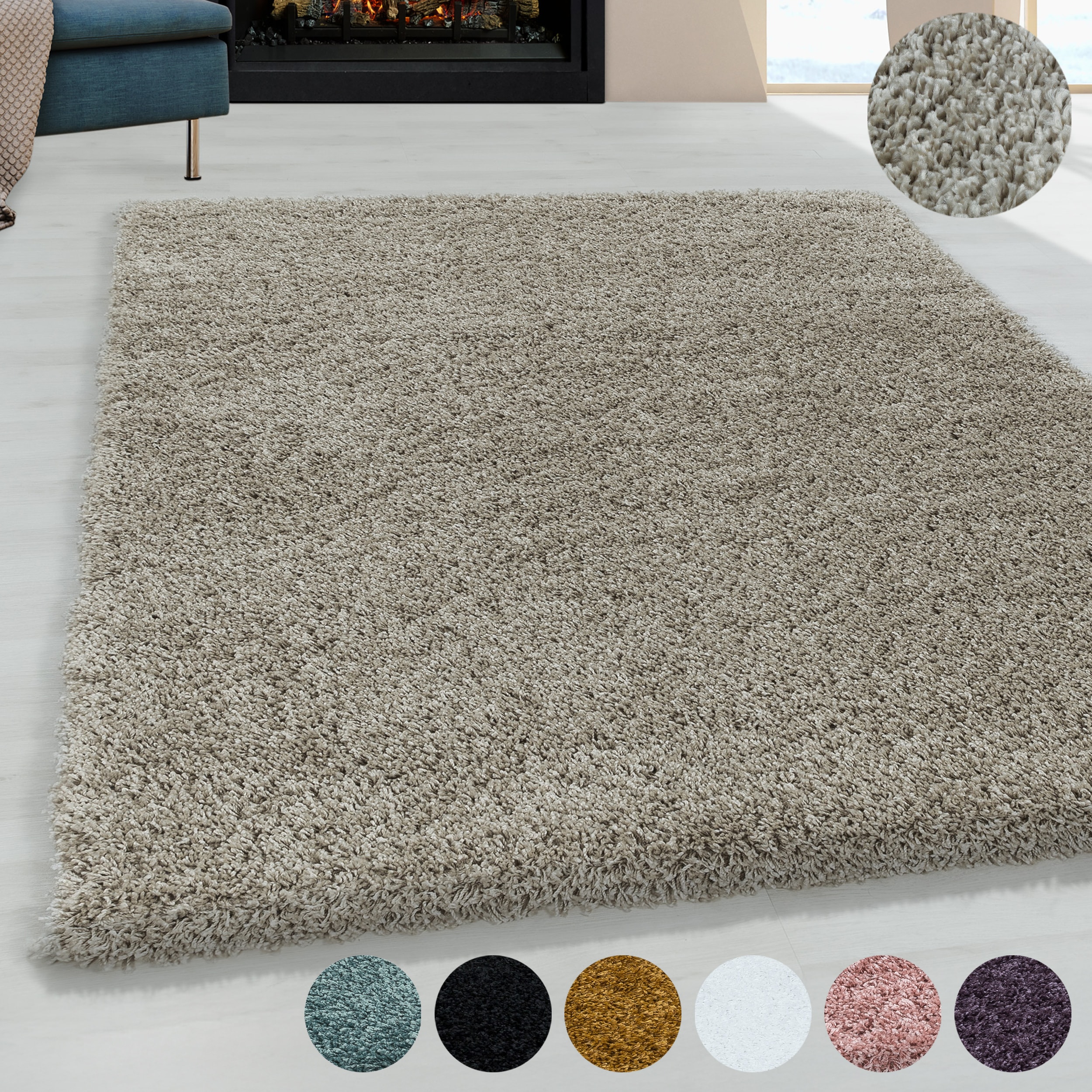 Ayyildiz Teppiche "SYDNEY 3000" rechteckig 30 mm Höhe Shaggy, Langflor, uni, auch in rund, Wohnzimmer