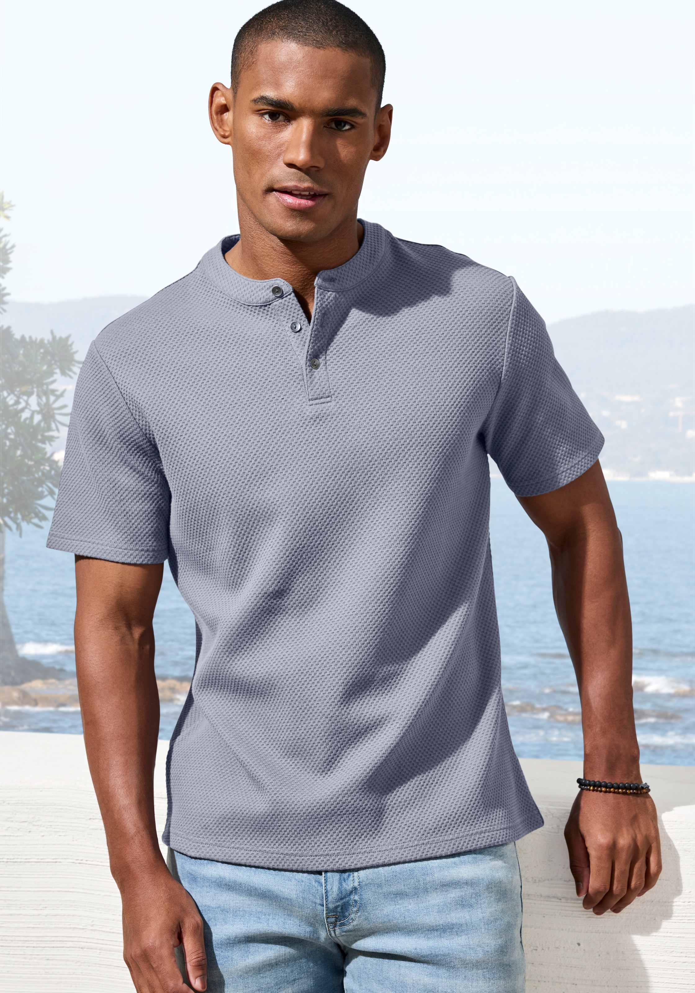 John Devin T-Shirt "Kurzarm-Poloshirt aus Struktur-Qualität" mit modischem günstig online kaufen