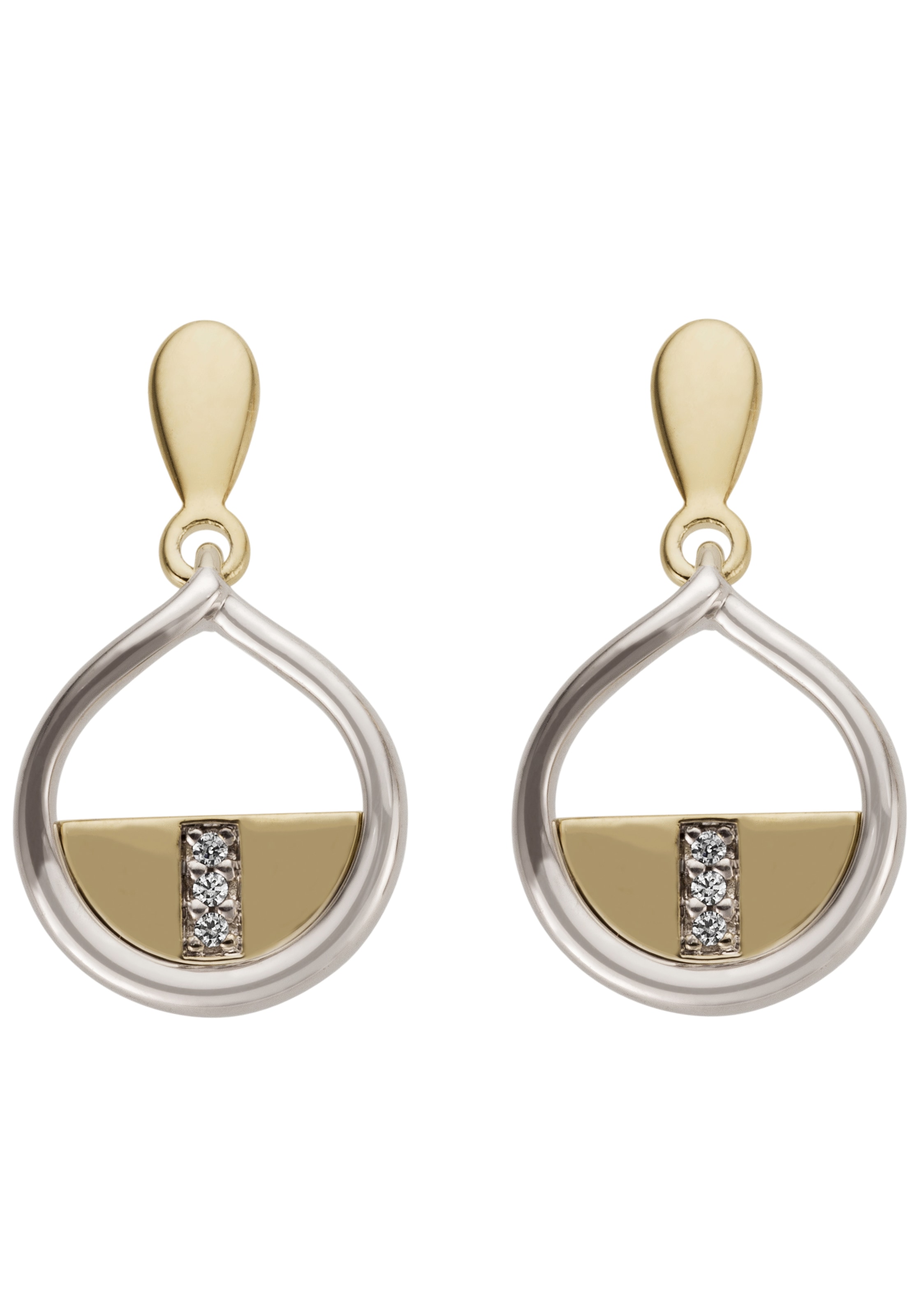 BAUR Gold JOBO | 6 Paar 585 mit bicolor Ohrhänger, online Diamanten kaufen