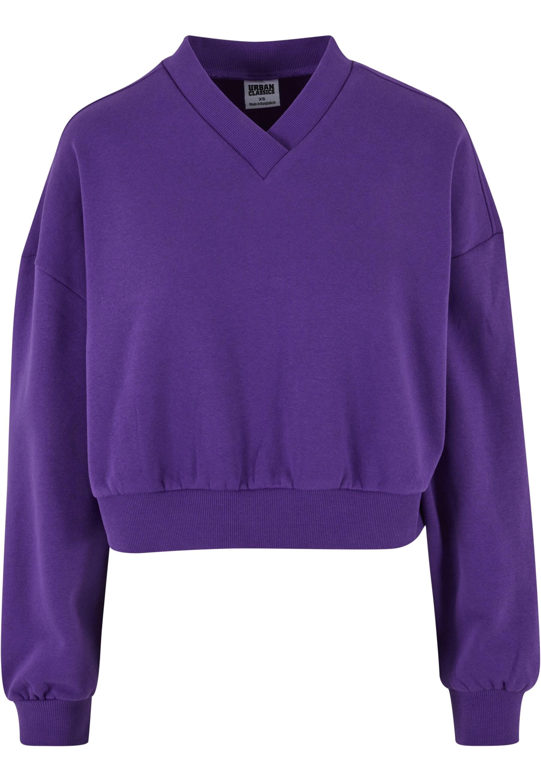 URBAN CLASSICS Sweater "Urban Classics Damen Ladies Cropped V-Neck" 1 Stk. günstig online kaufen